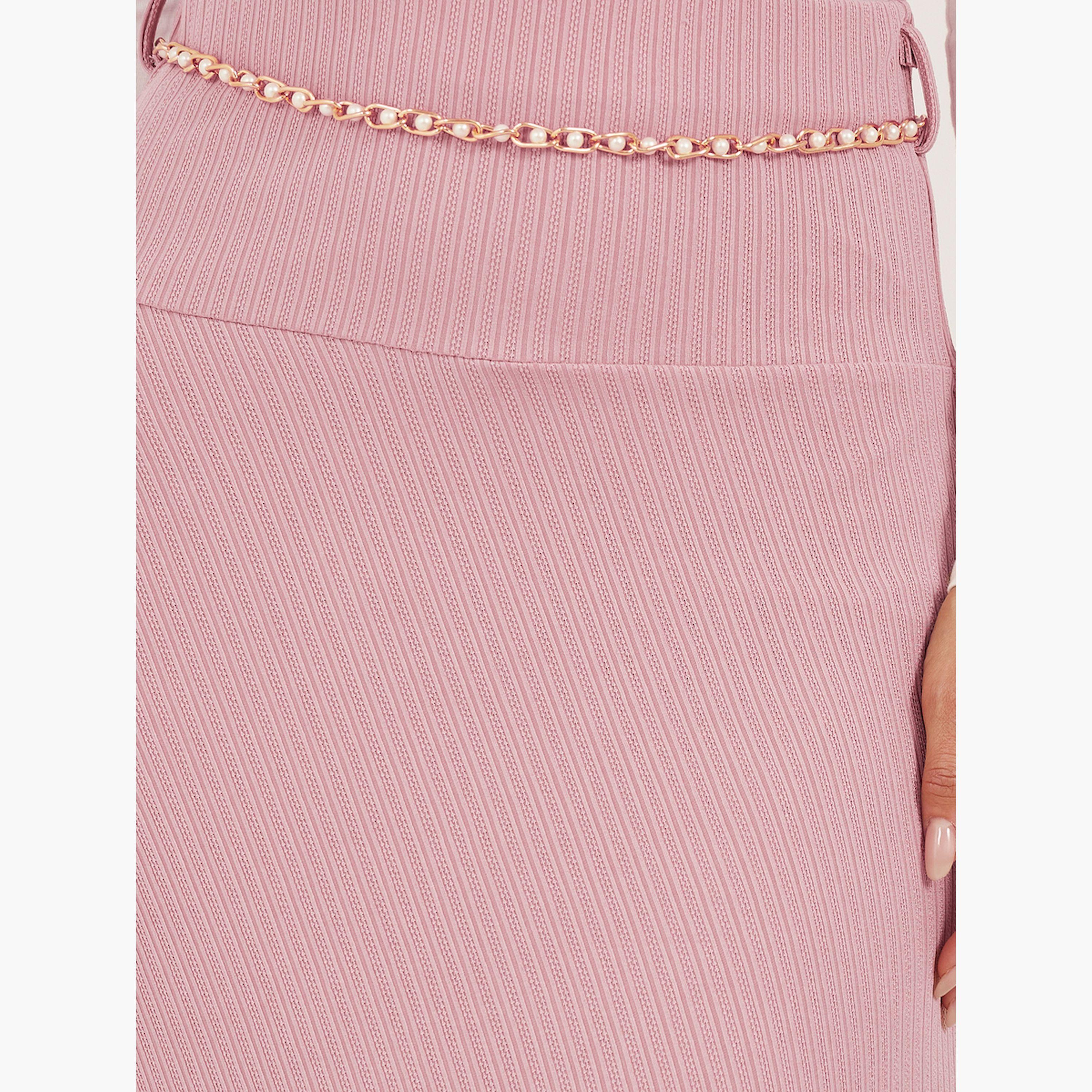 ستايلي -  فستان ماكسي على شكل حرف A  مع تفاصيل حزام سلسلة-women-clothing-bottoms-skirts-image-3