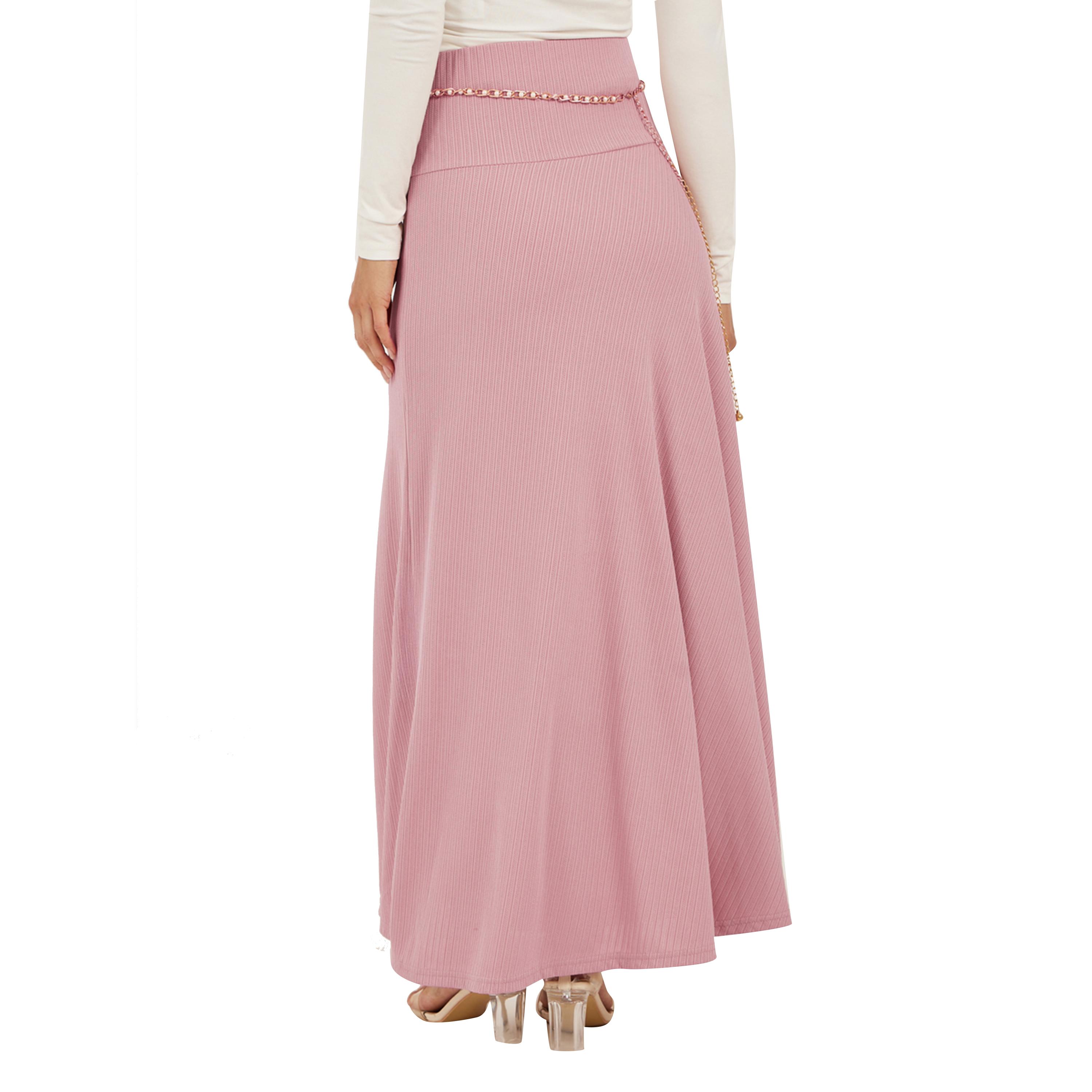ستايلي -  فستان ماكسي على شكل حرف A  مع تفاصيل حزام سلسلة-women-clothing-bottoms-skirts-image-4