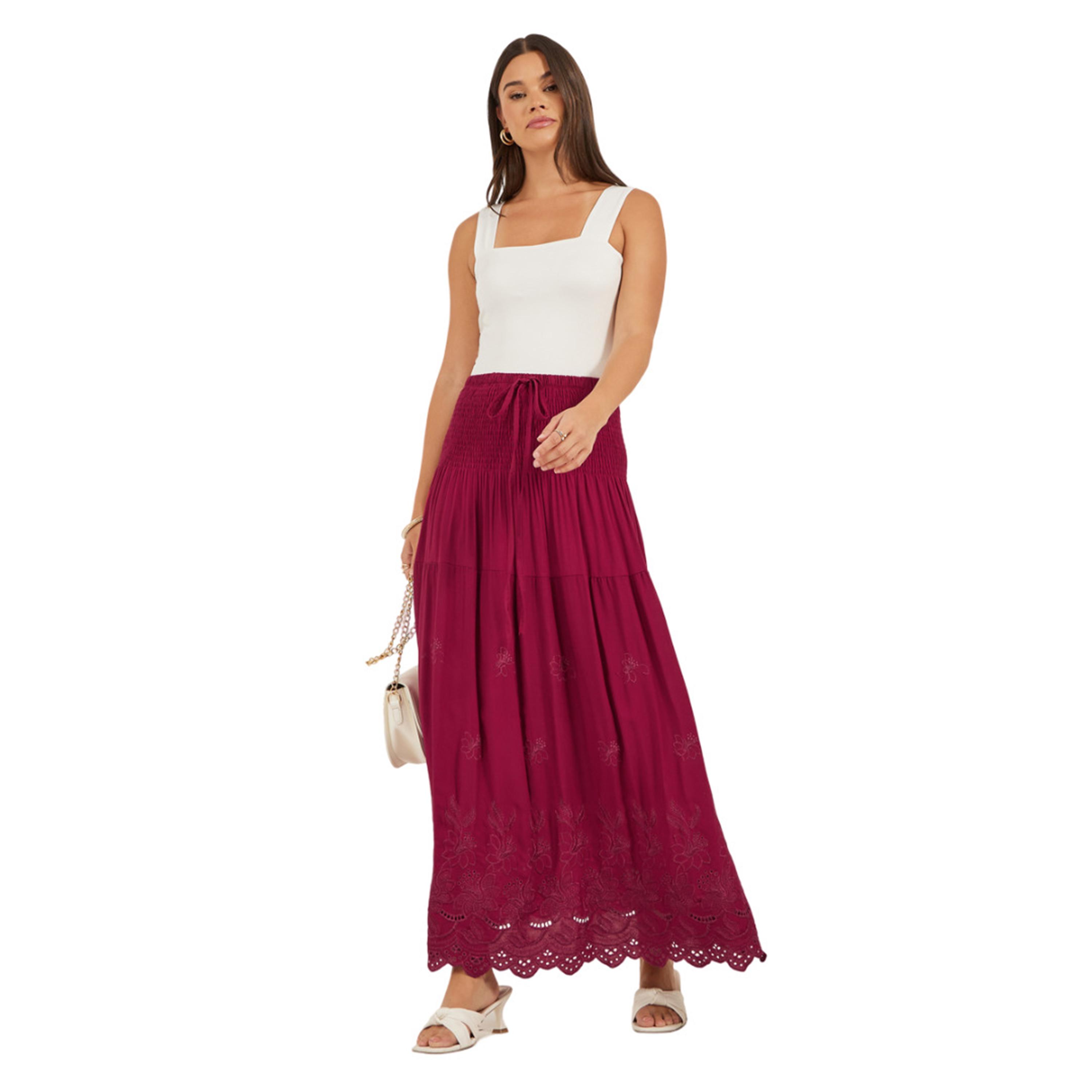 ستايلي -  فستان شيفلي ماكسي متعدد الطبقات بخصر مزركش-women-clothing-bottoms-skirts-image-1