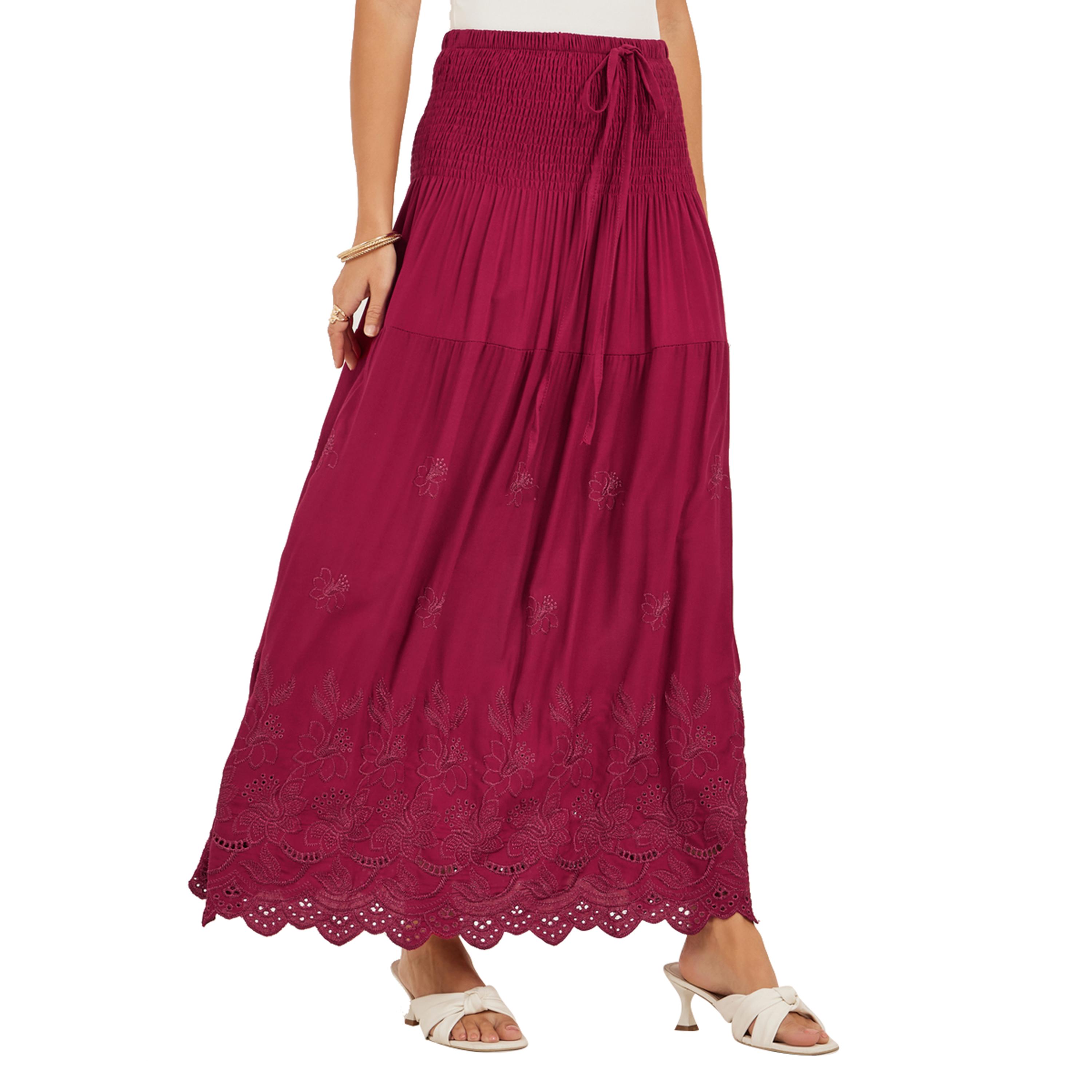 ستايلي -  فستان شيفلي ماكسي متعدد الطبقات بخصر مزركش-women-clothing-bottoms-skirts-image-2
