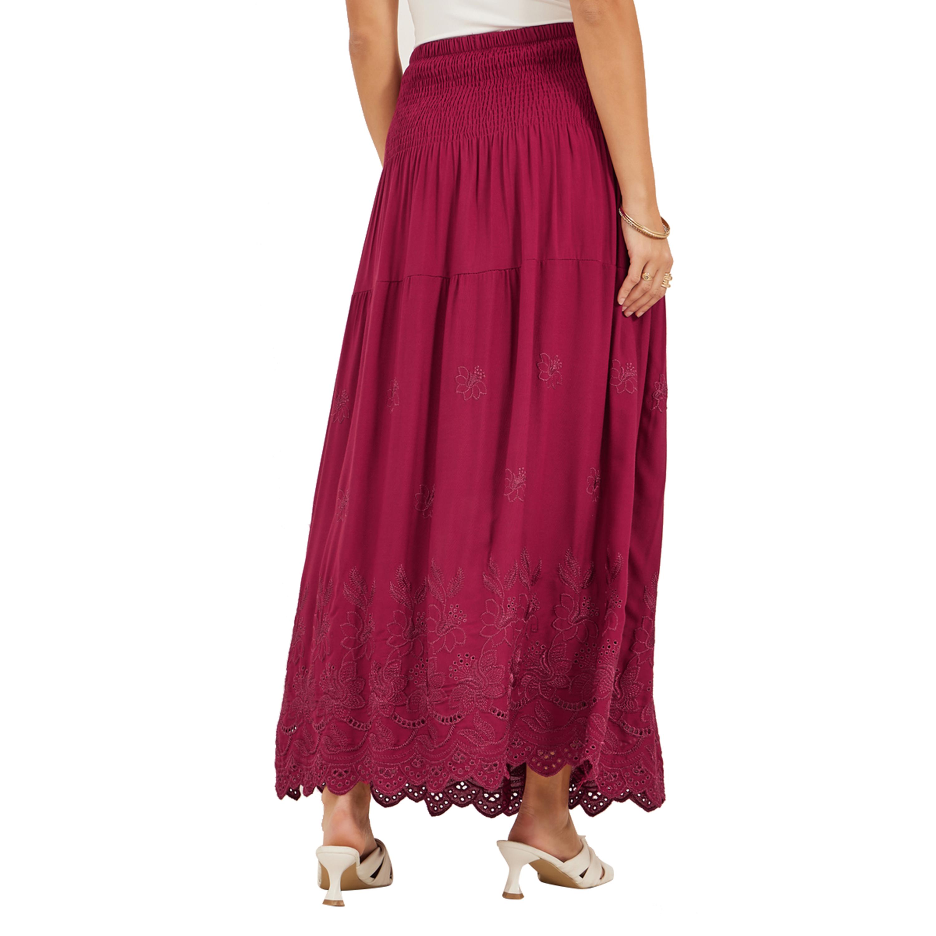 ستايلي -  فستان شيفلي ماكسي متعدد الطبقات بخصر مزركش-women-clothing-bottoms-skirts-image-4