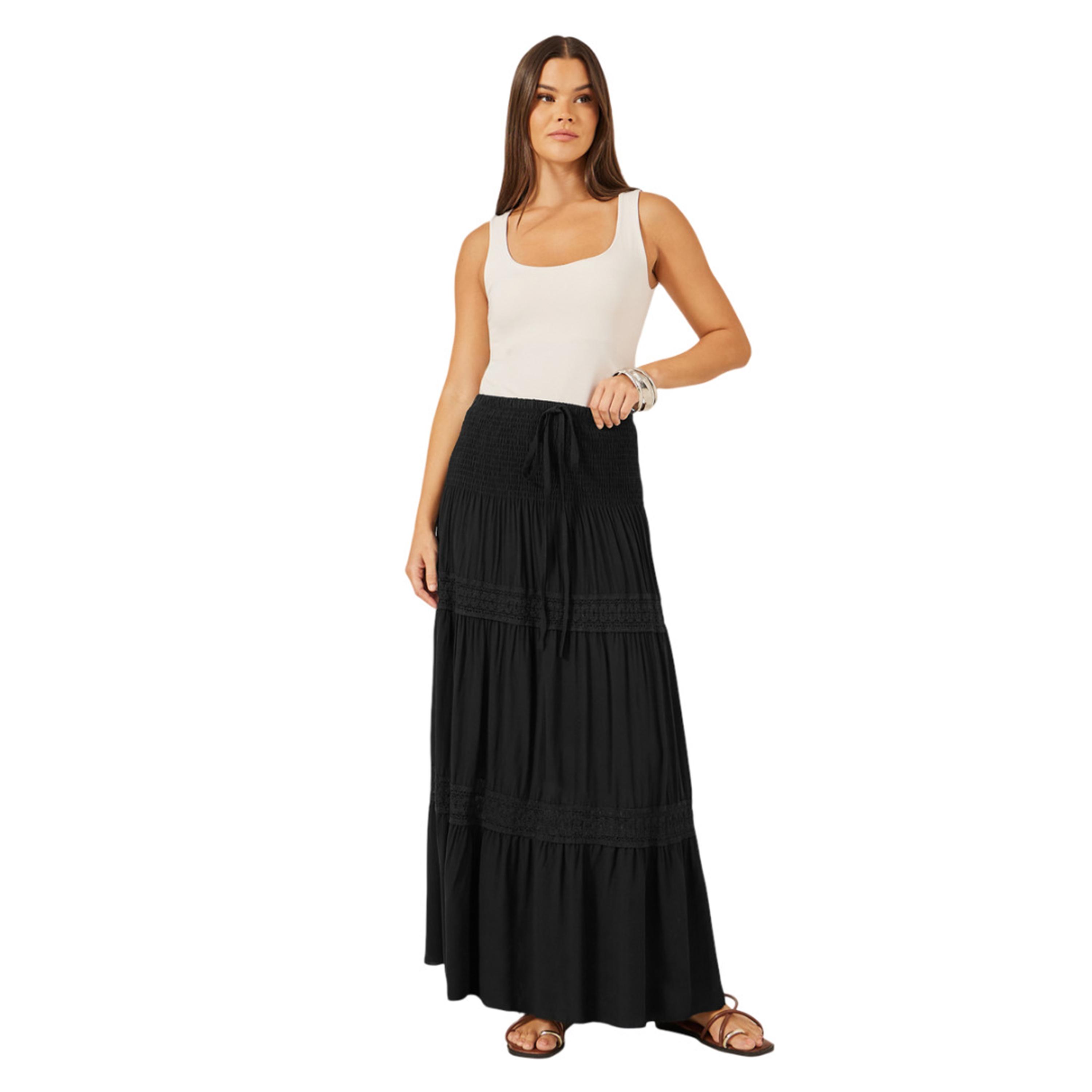 ستايلي - فستان ماكسي بقصّة A مع أجزاء دانتيل وخصر مجمع-women-clothing-bottoms-skirts-image-1