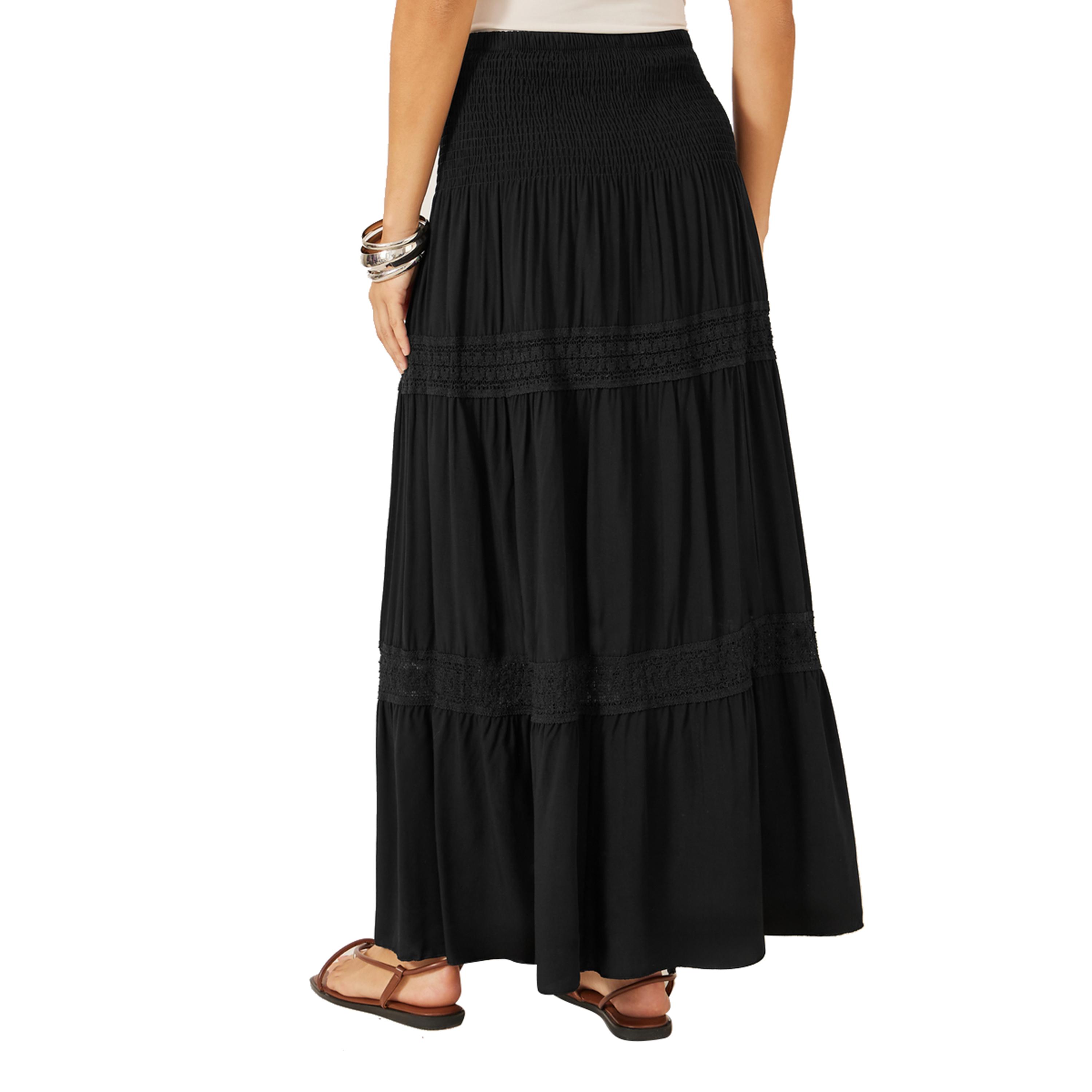 ستايلي - فستان ماكسي بقصّة A مع أجزاء دانتيل وخصر مجمع-women-clothing-bottoms-skirts-image-4