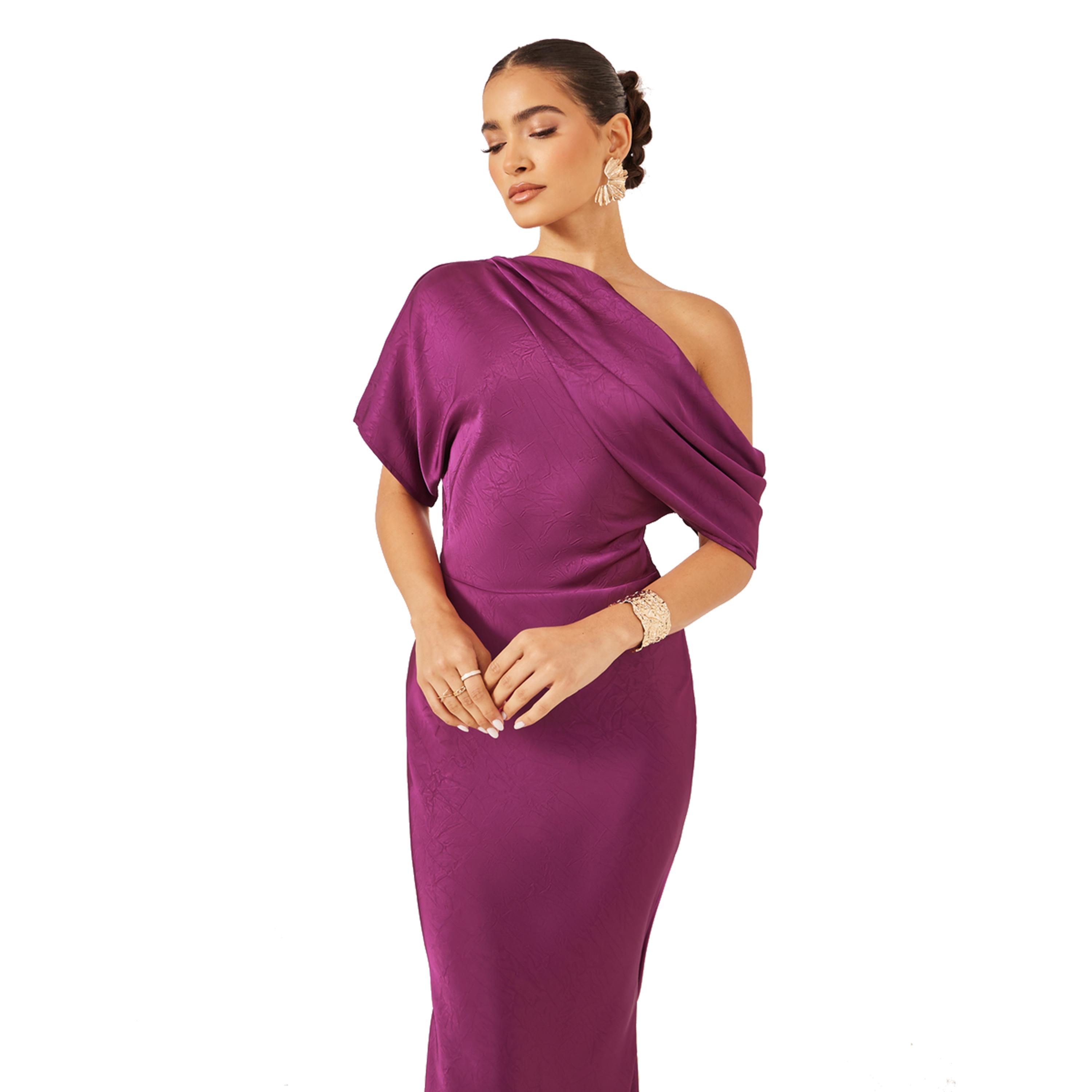 ستايلي -  فستان ماكسي حورية البحر بأكمام واحدة-women-clothing-dresses-image-3