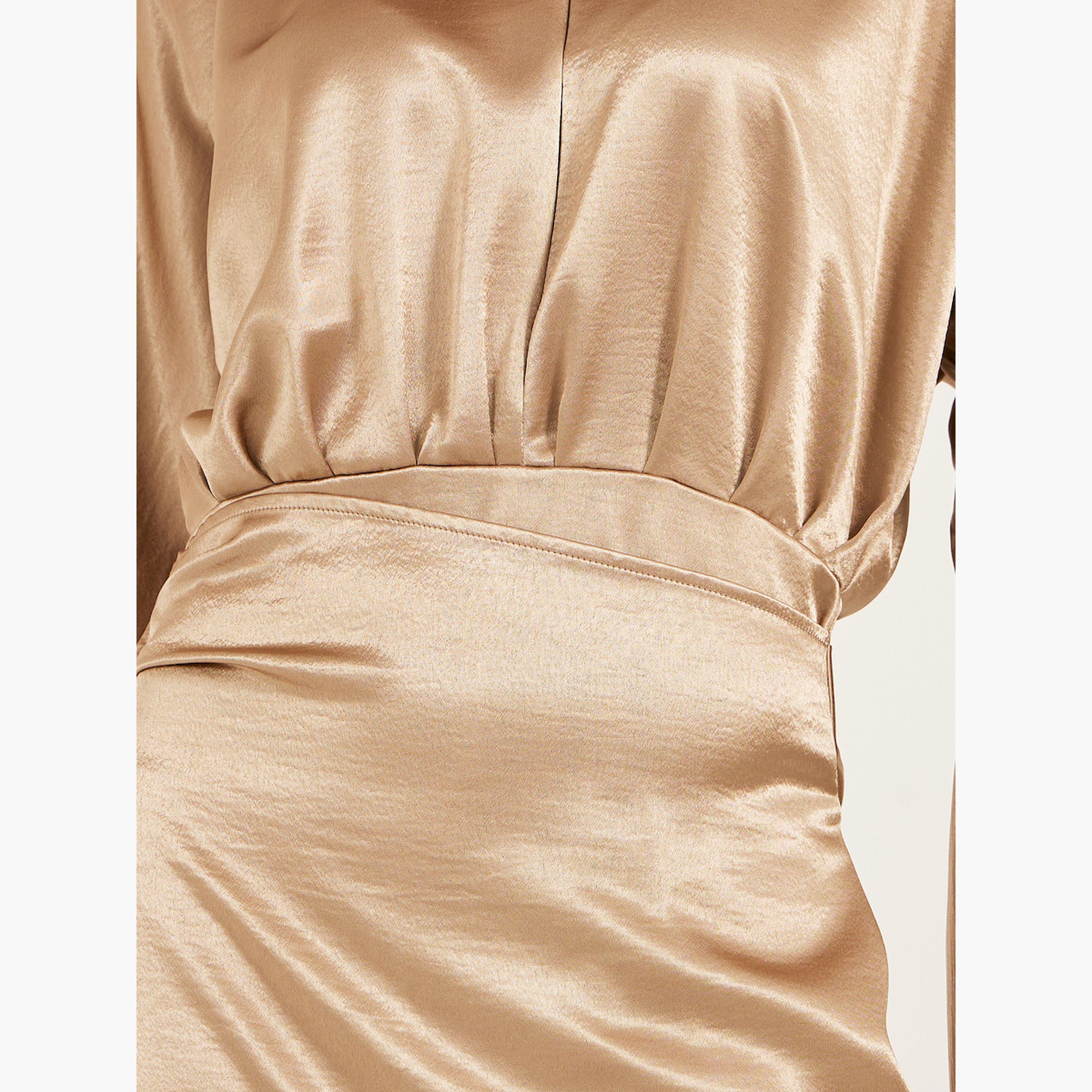 Styli Plain Long Sleeves Wrap Look A-Line Maxi Dress-women-clothing-dresses-image-4