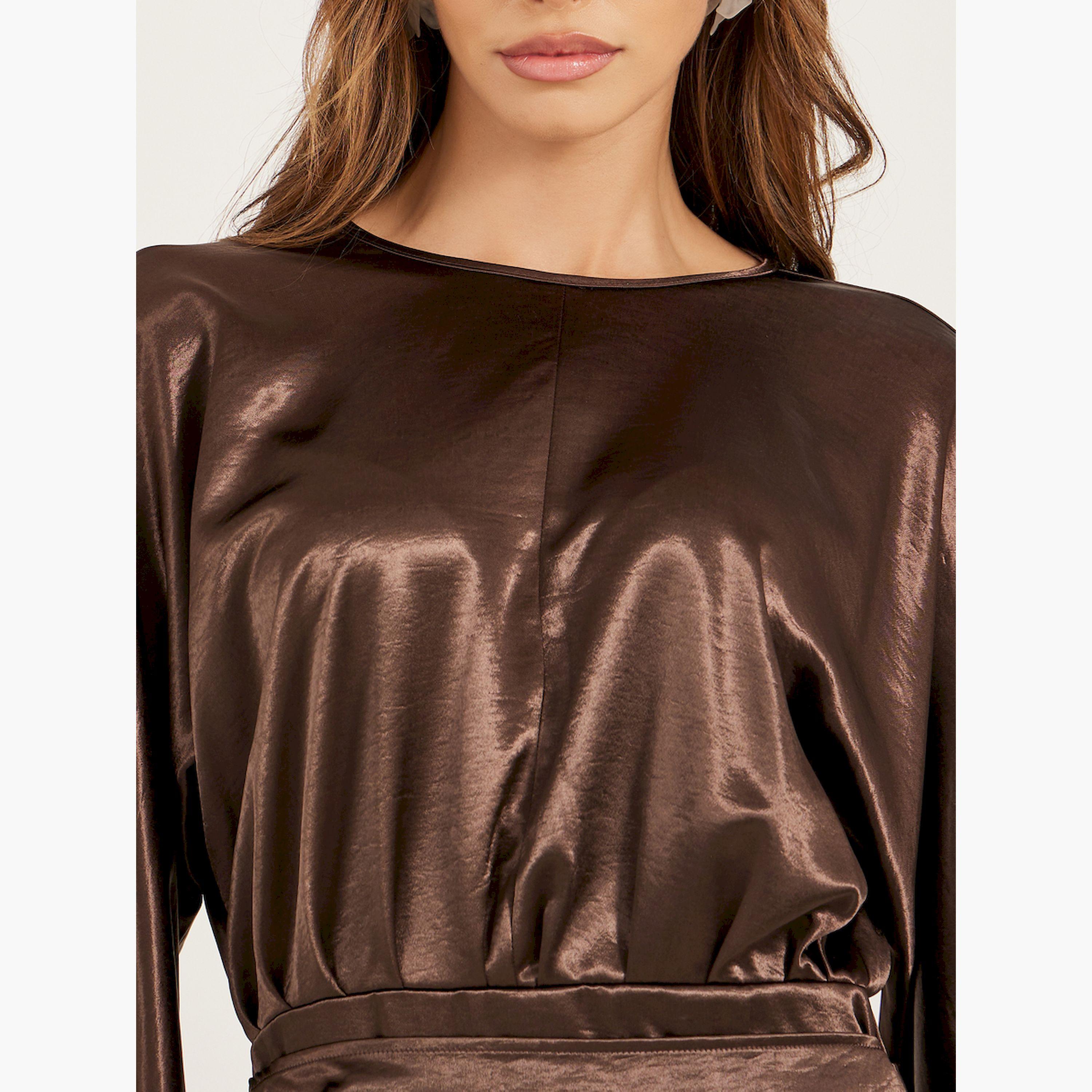 Styli Plain Long Sleeves Wrap Look A-Line Maxi Dress-women-clothing-dresses-image-4