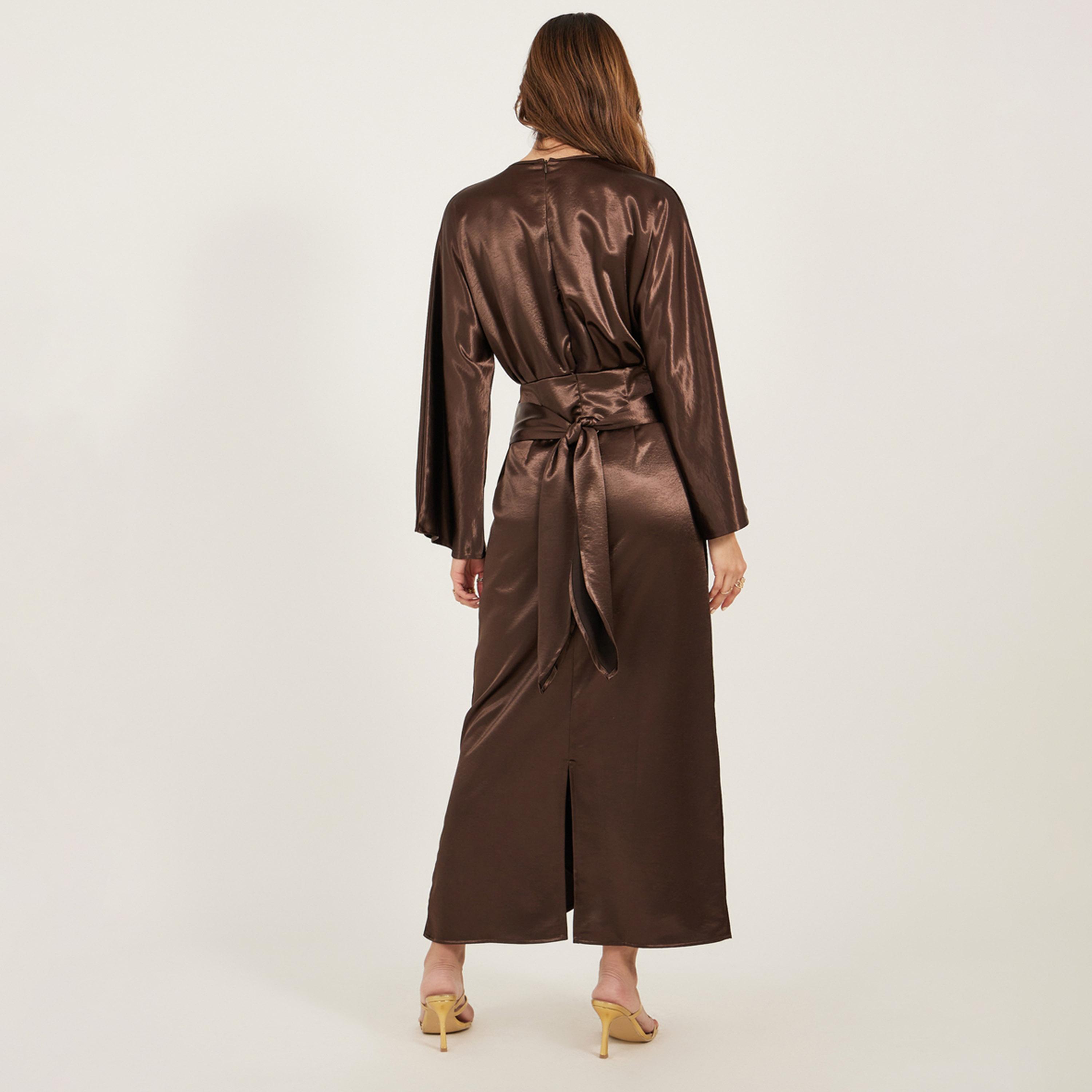 Styli Plain Long Sleeves Wrap Look A-Line Maxi Dress-women-clothing-dresses-image-5