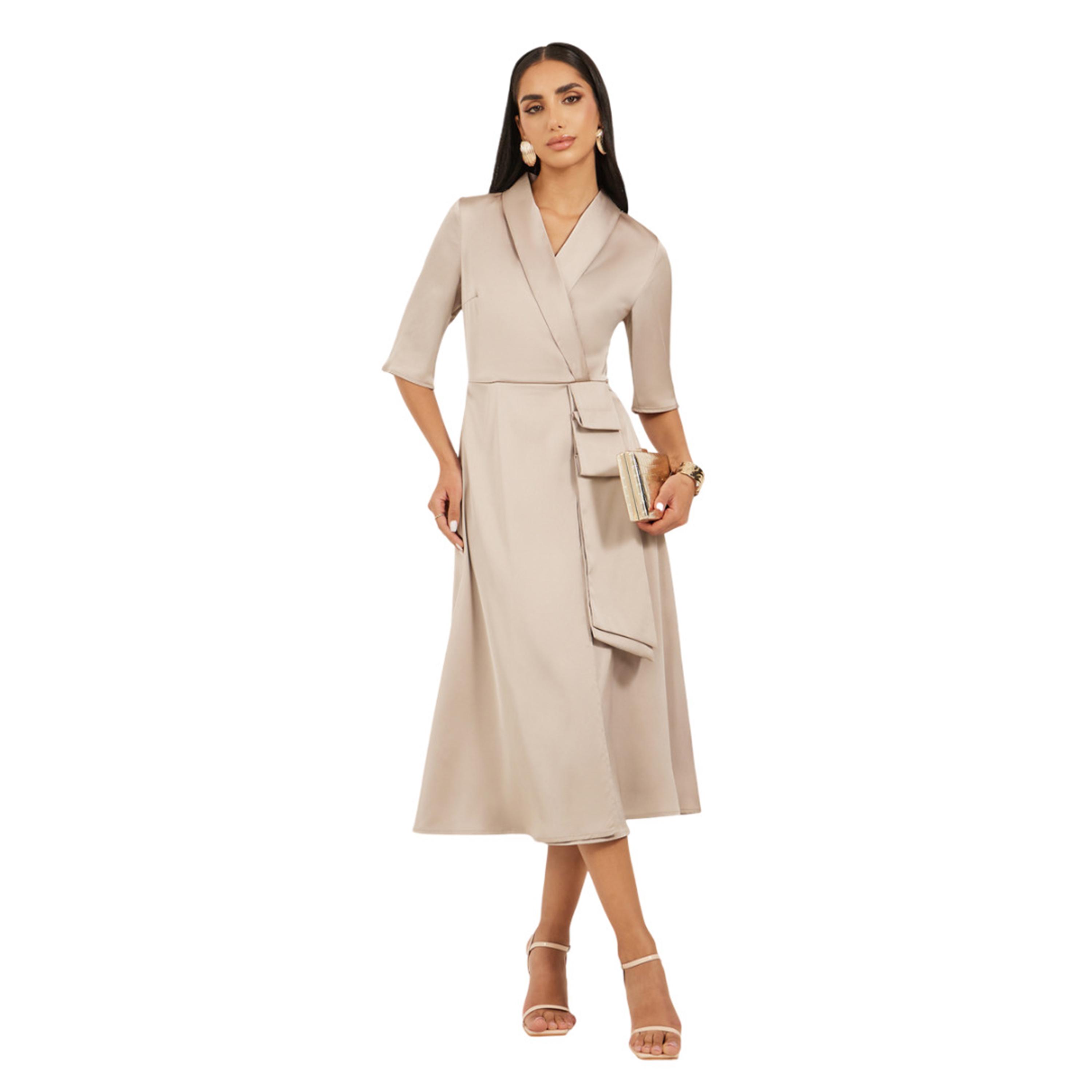 Styli Plain Short Sleeves Blazer Midi Dress-women-clothing-dresses-image-1