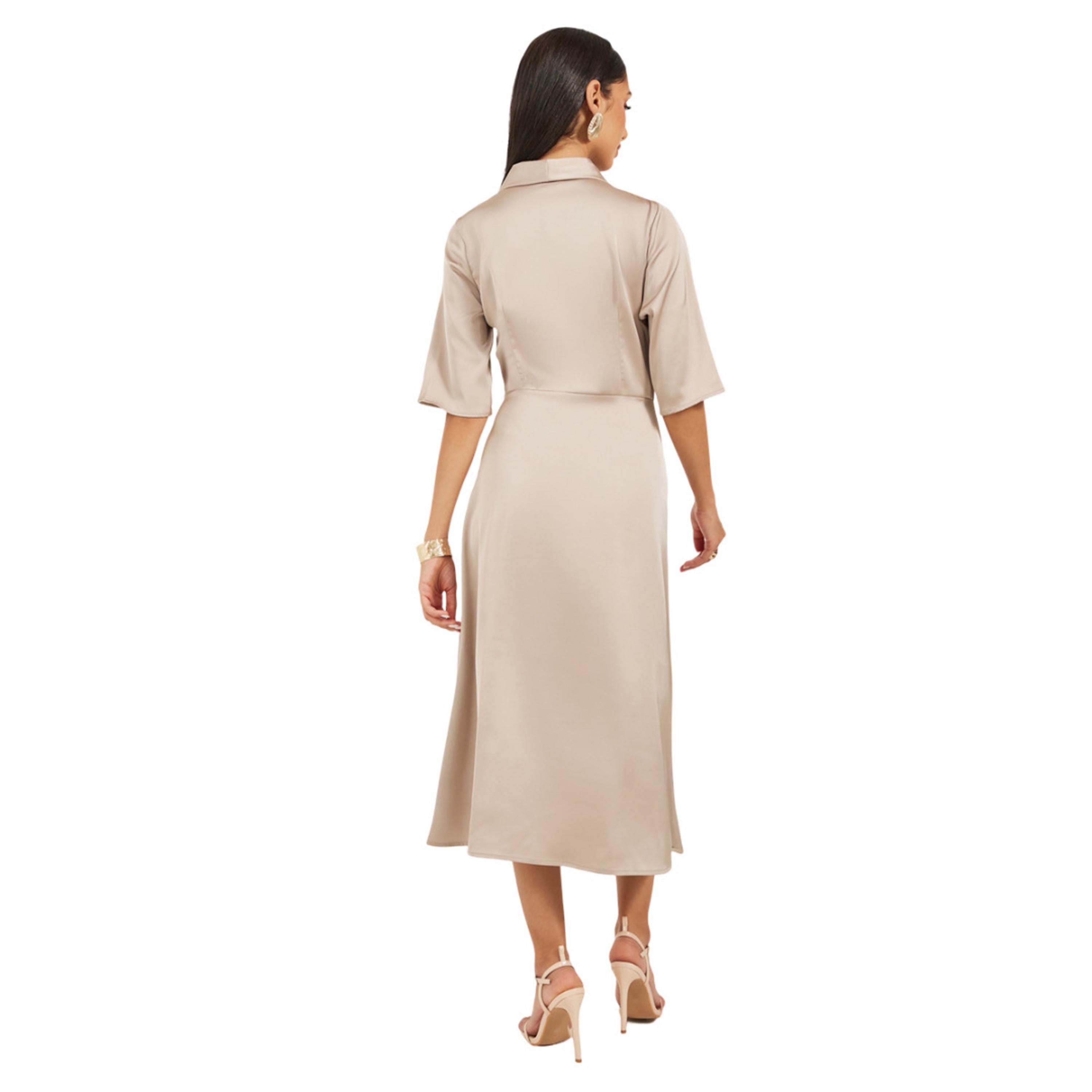 ستايلي - فستان متوسط الطول بأكمام قصيرة وبليزر-women-clothing-dresses-image-5