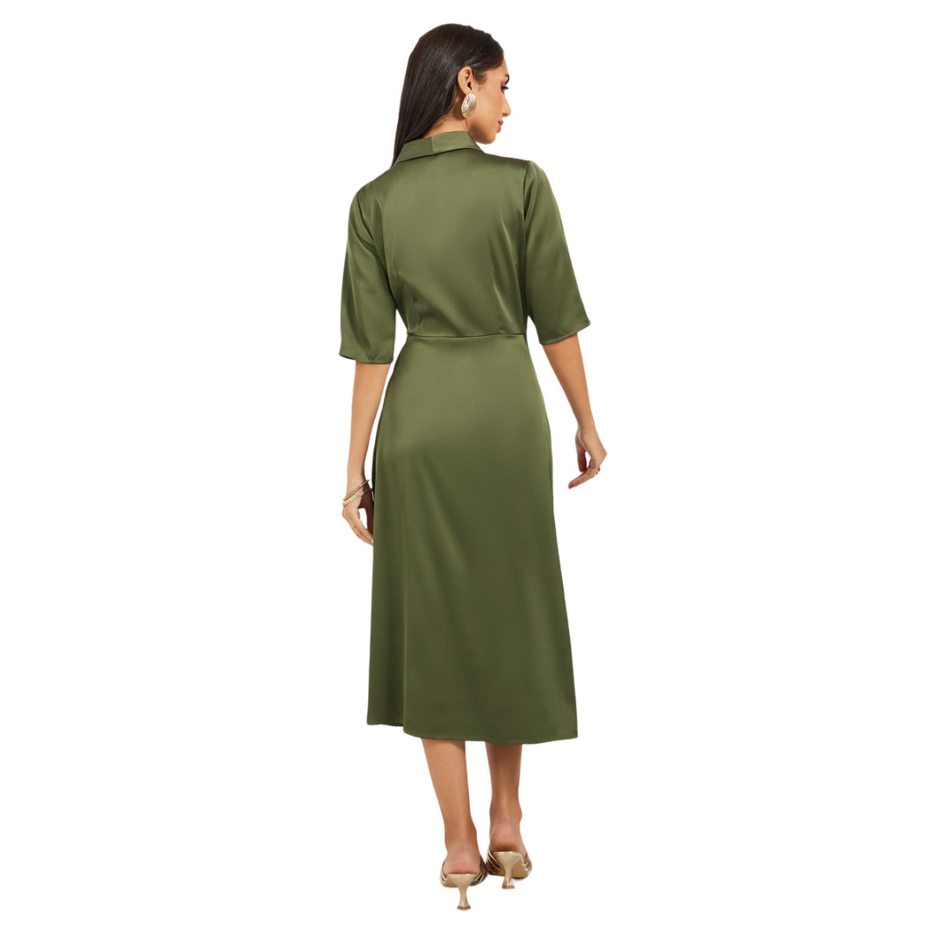 ستايلي - فستان متوسط الطول بأكمام قصيرة وبليزر-women-clothing-dresses-image-5