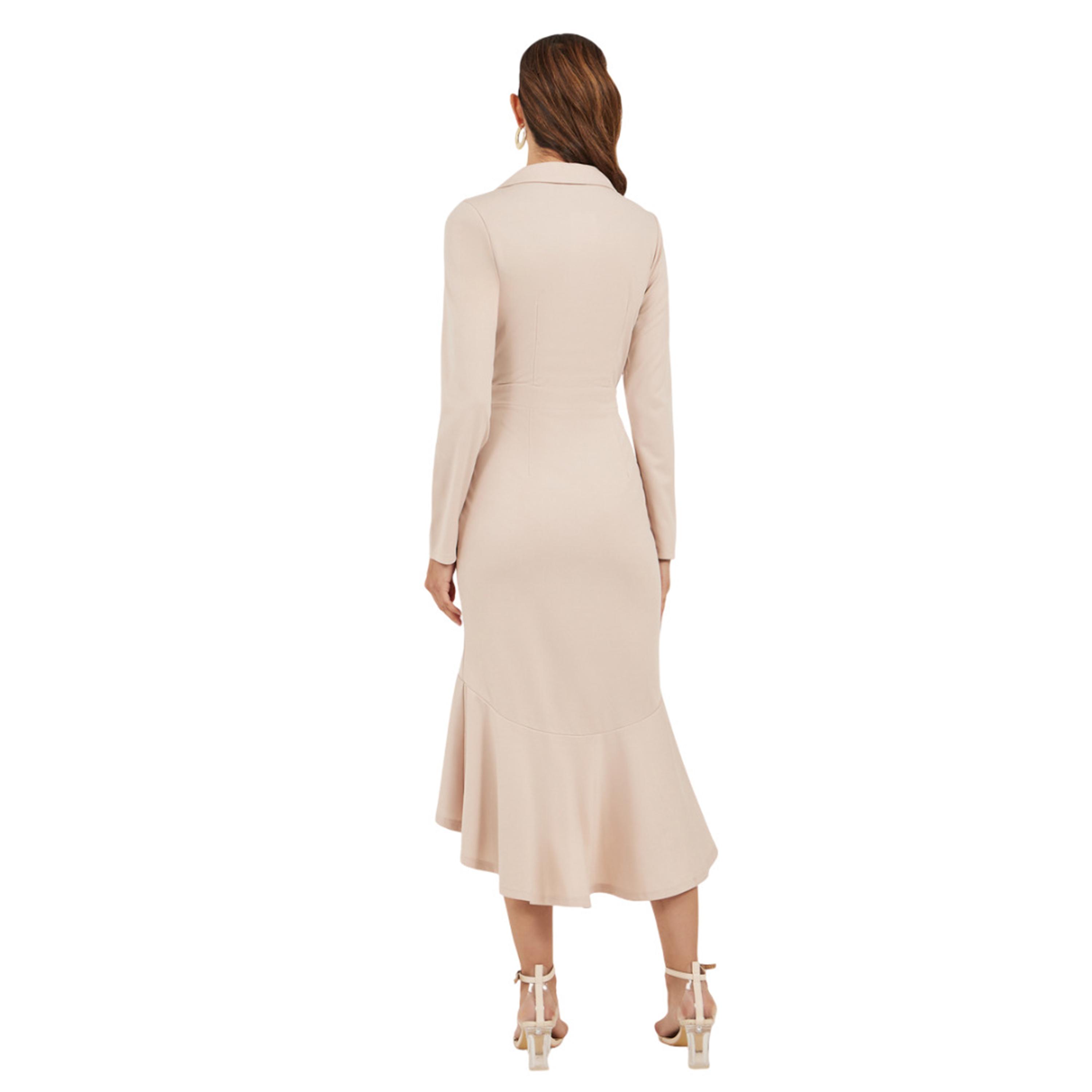 ستايلي - فستان متوسط الطول بأكمام طويلة وبليزر-women-clothing-dresses-image-5