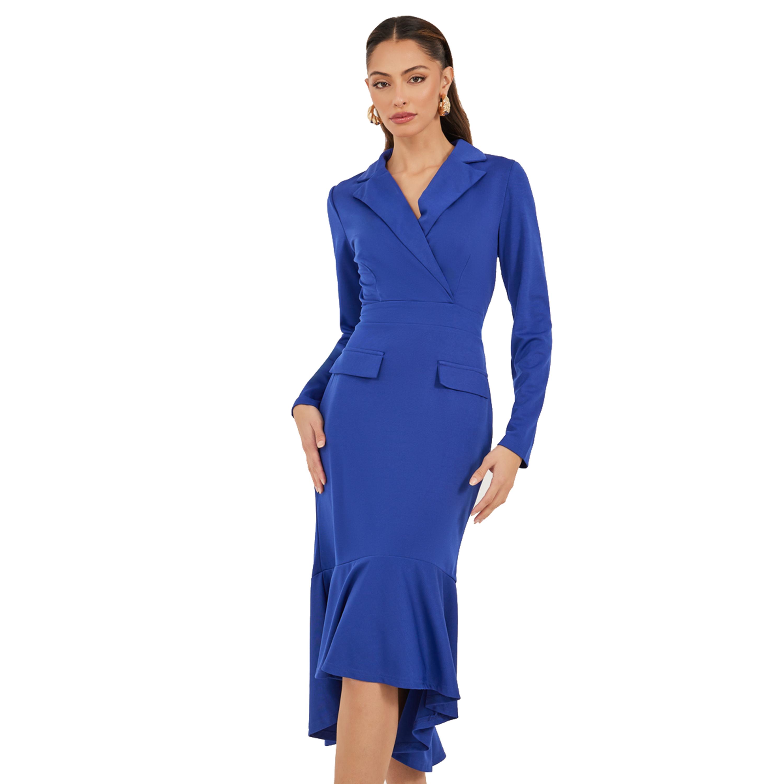 ستايلي - فستان متوسط الطول بأكمام طويلة وبليزر-women-clothing-dresses-image-3
