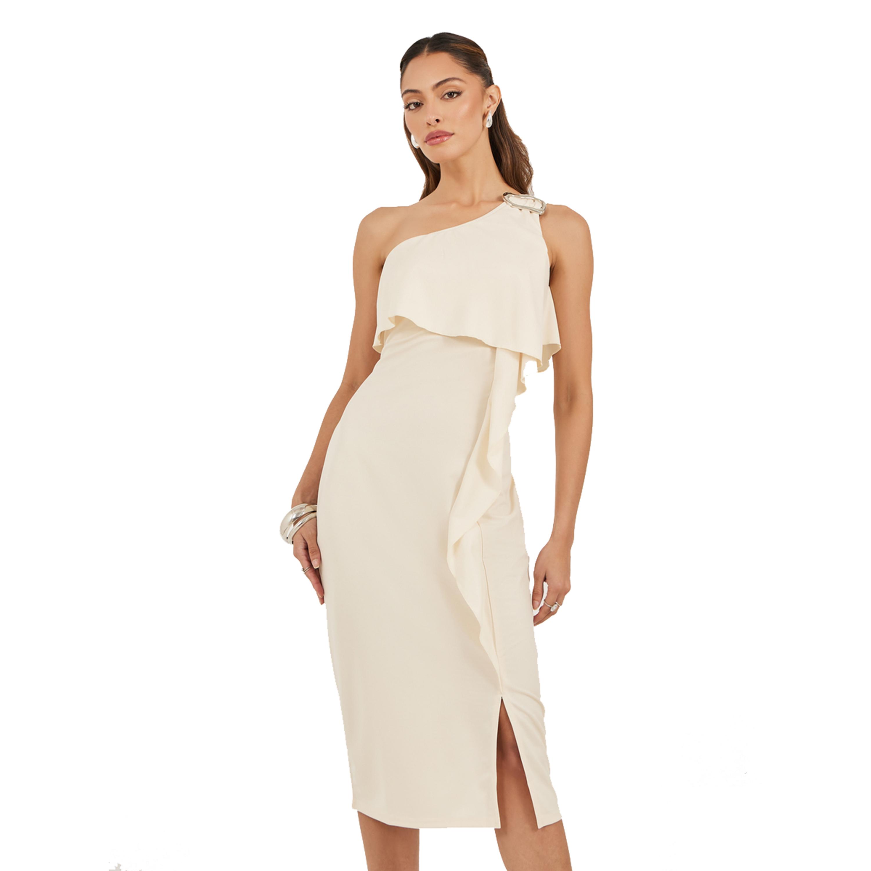 ستايلي - فستان متوسط الطول بكتف واحد ورقبة مفتوحة-women-clothing-dresses-image-3