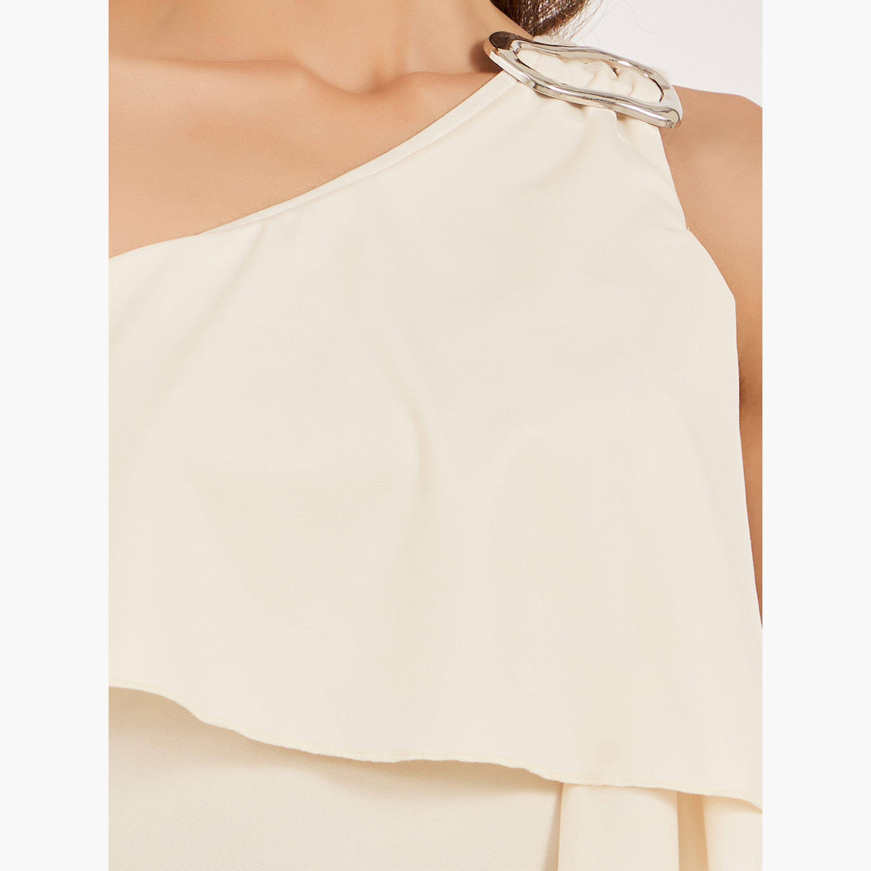 ستايلي - فستان متوسط الطول بكتف واحد ورقبة مفتوحة-women-clothing-dresses-image-4