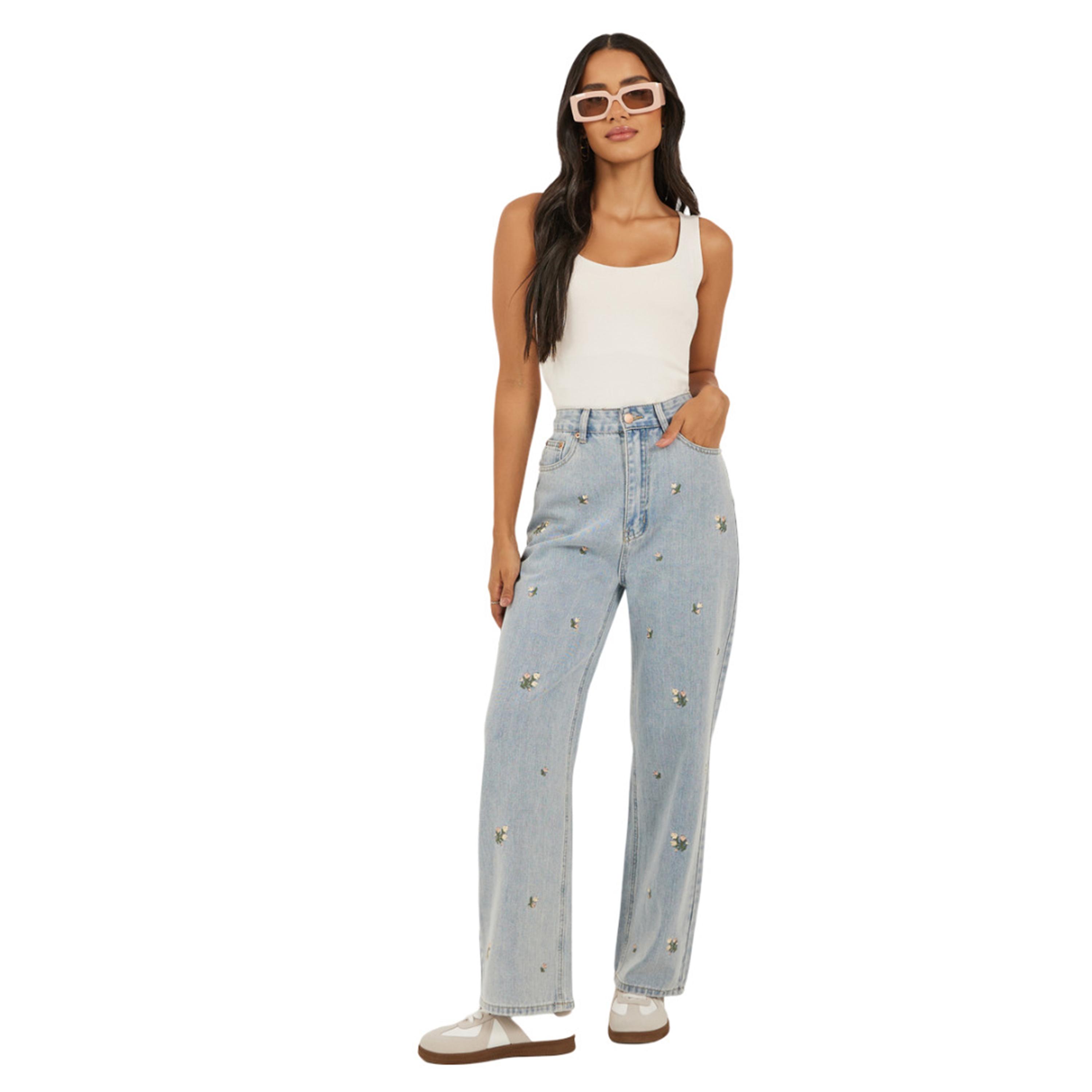 Styli Straight Fit Embroidered Faded Jeans-women-clothing-bottoms-jeans-image-1