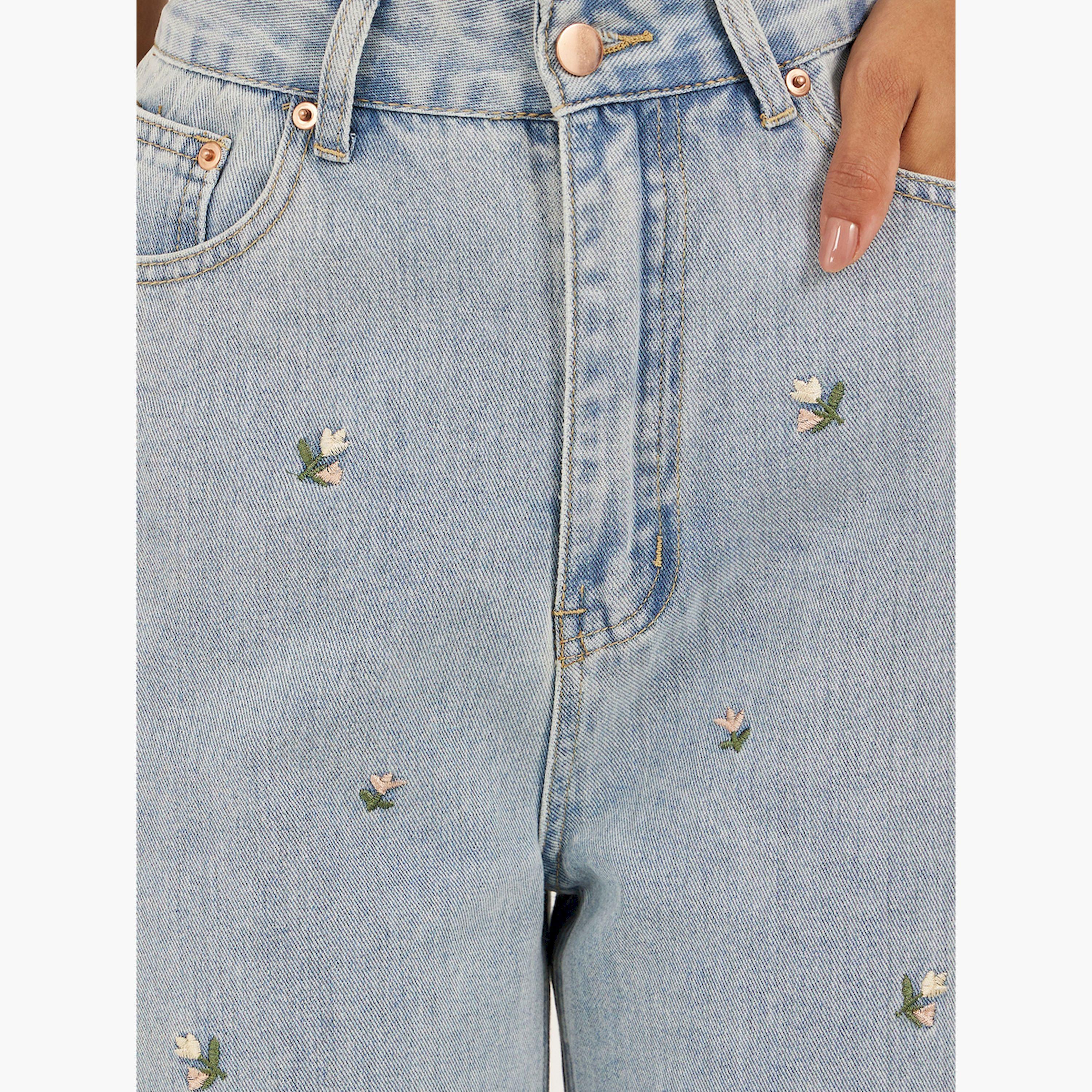 Styli Straight Fit Embroidered Faded Jeans-women-clothing-bottoms-jeans-image-3