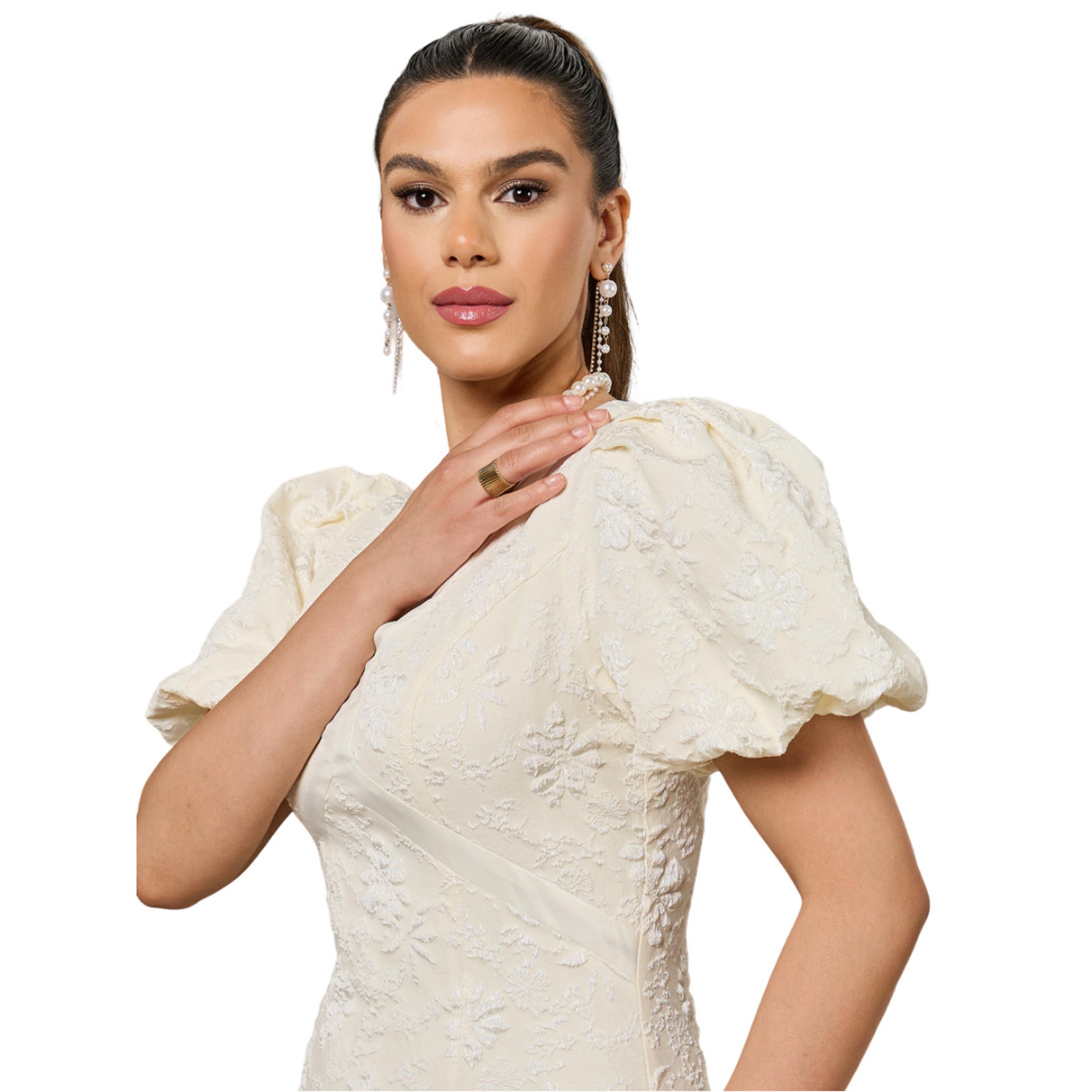 Styli Floral Embossed Puff Sleeves A-Line Midi Dress-women-clothing-dresses-image-4
