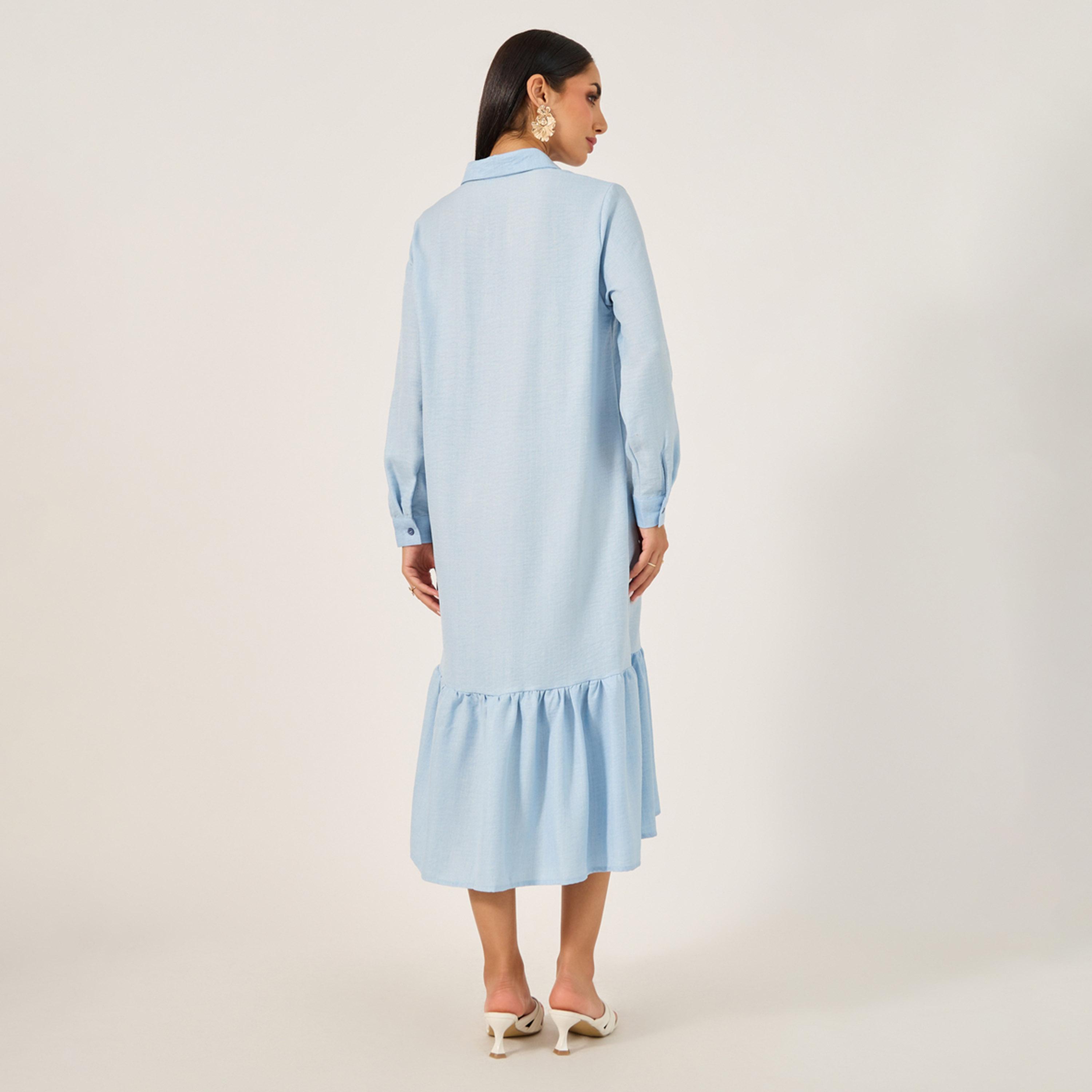 Styli Plain Long Sleeves Shirt Midi Dress-women-clothing-dresses-image-5