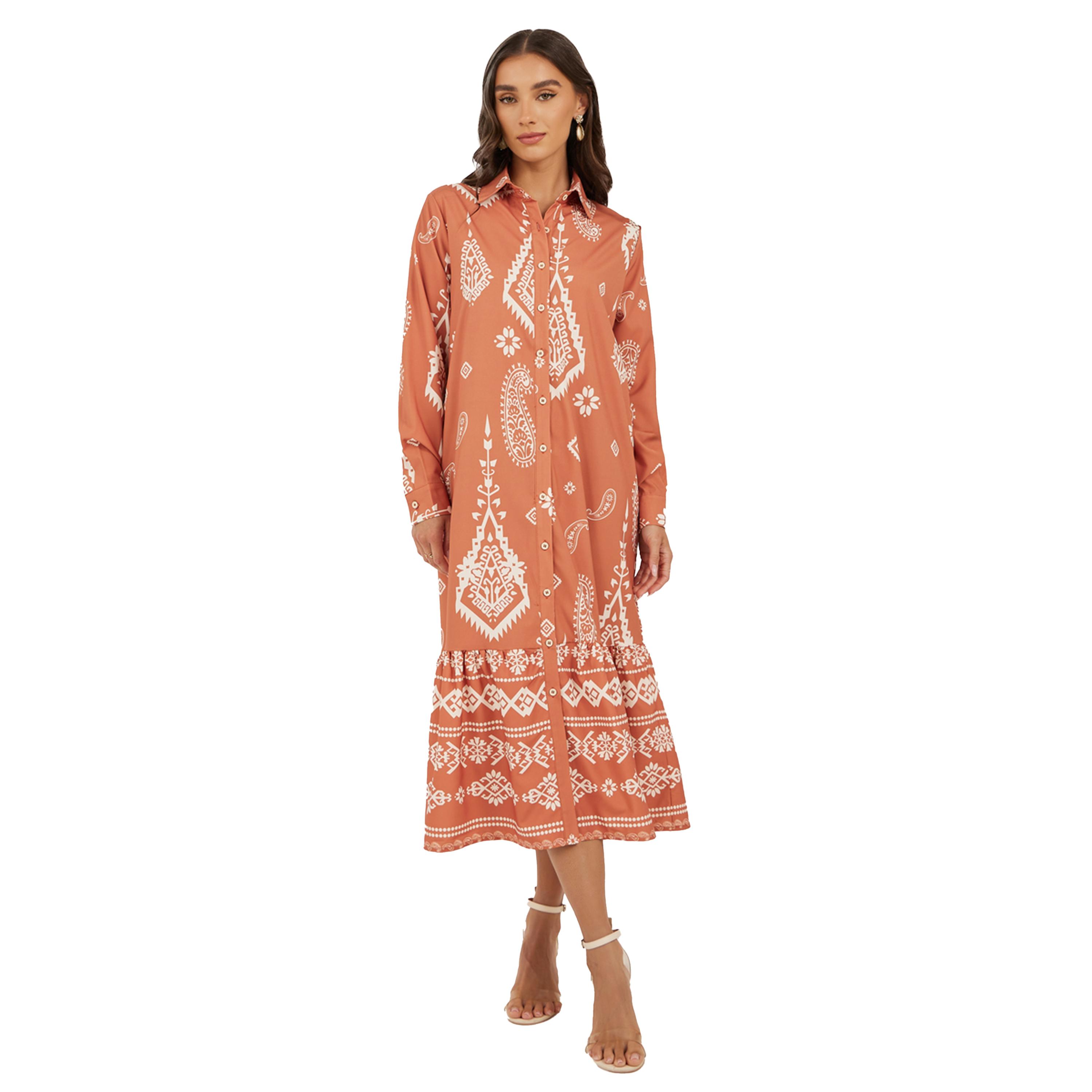 Styli Printed Long Sleeves Shirt Midi Dress-women-clothing-dresses-image-2