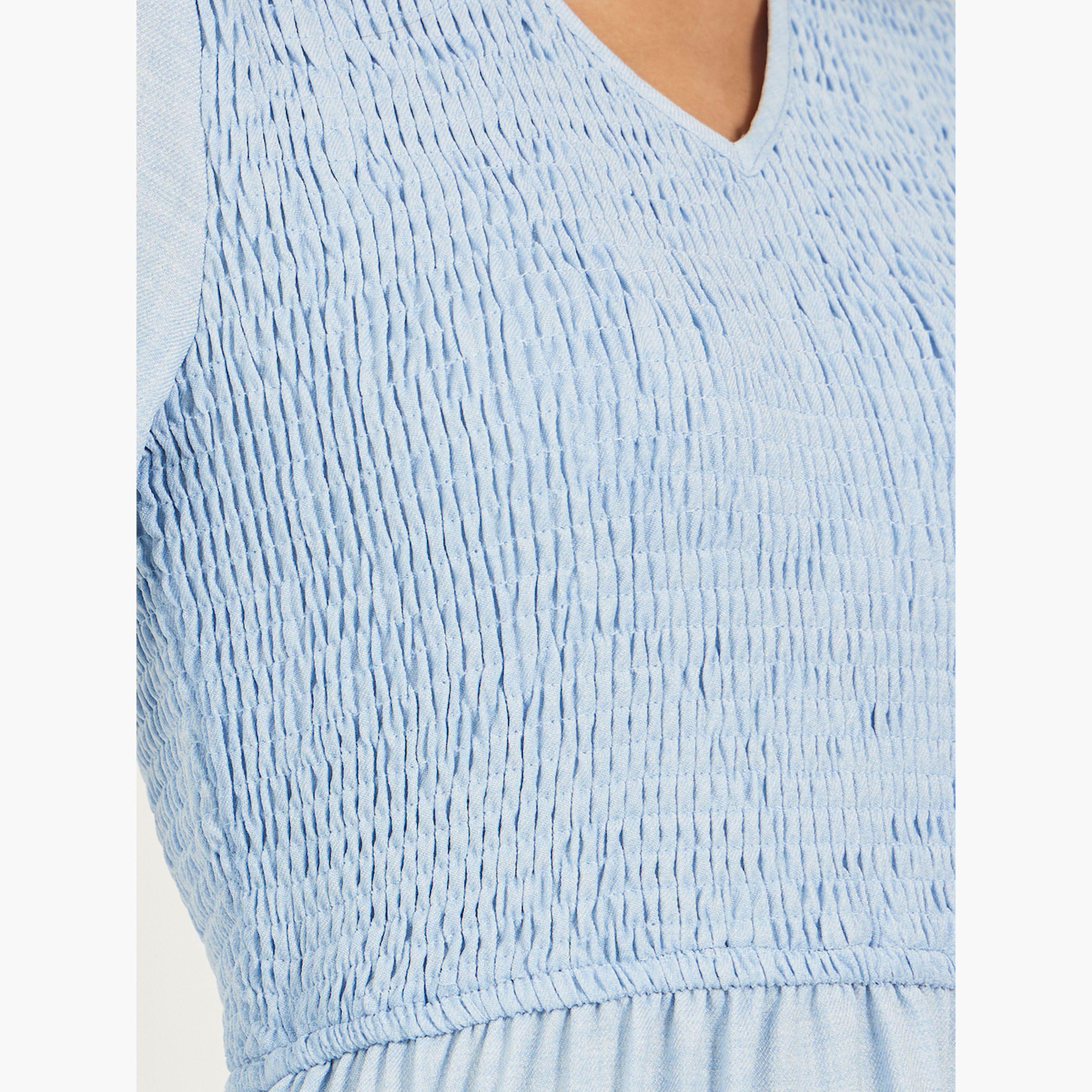 Styli Plain Smocked Long Sleeves A-Line Maxi Dress-women-clothing-dresses-image-4