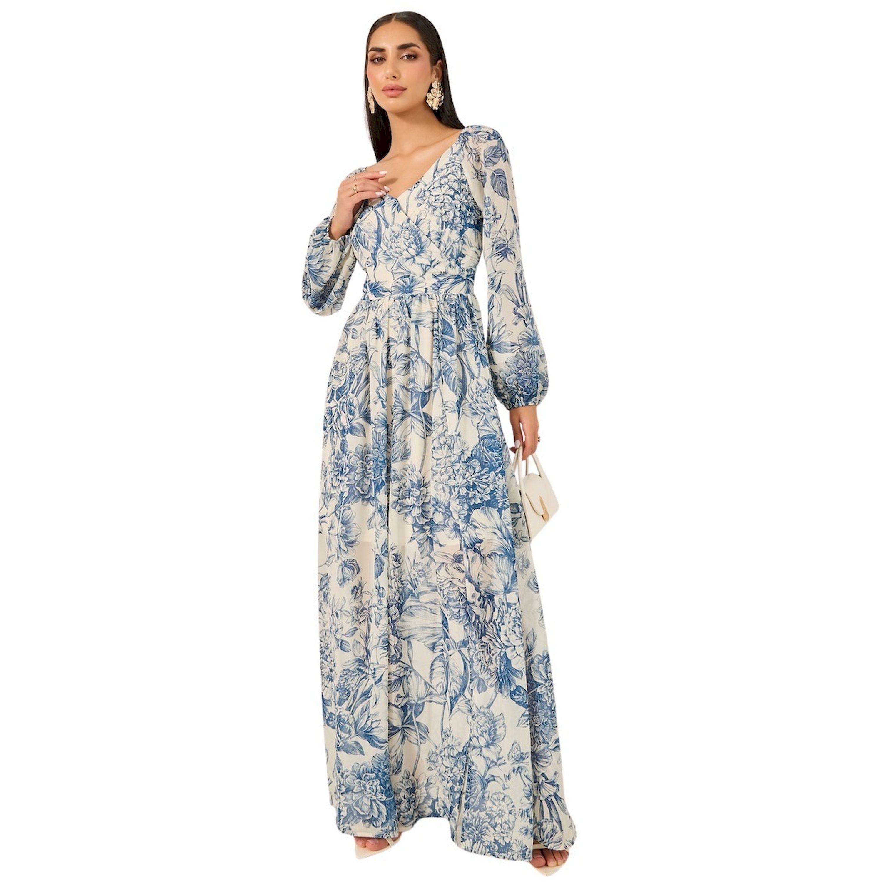 ستايلي - فستان ماكسي بطبعة زهور بأكمام طويلة وقصّة A-women-clothing-dresses-image-2