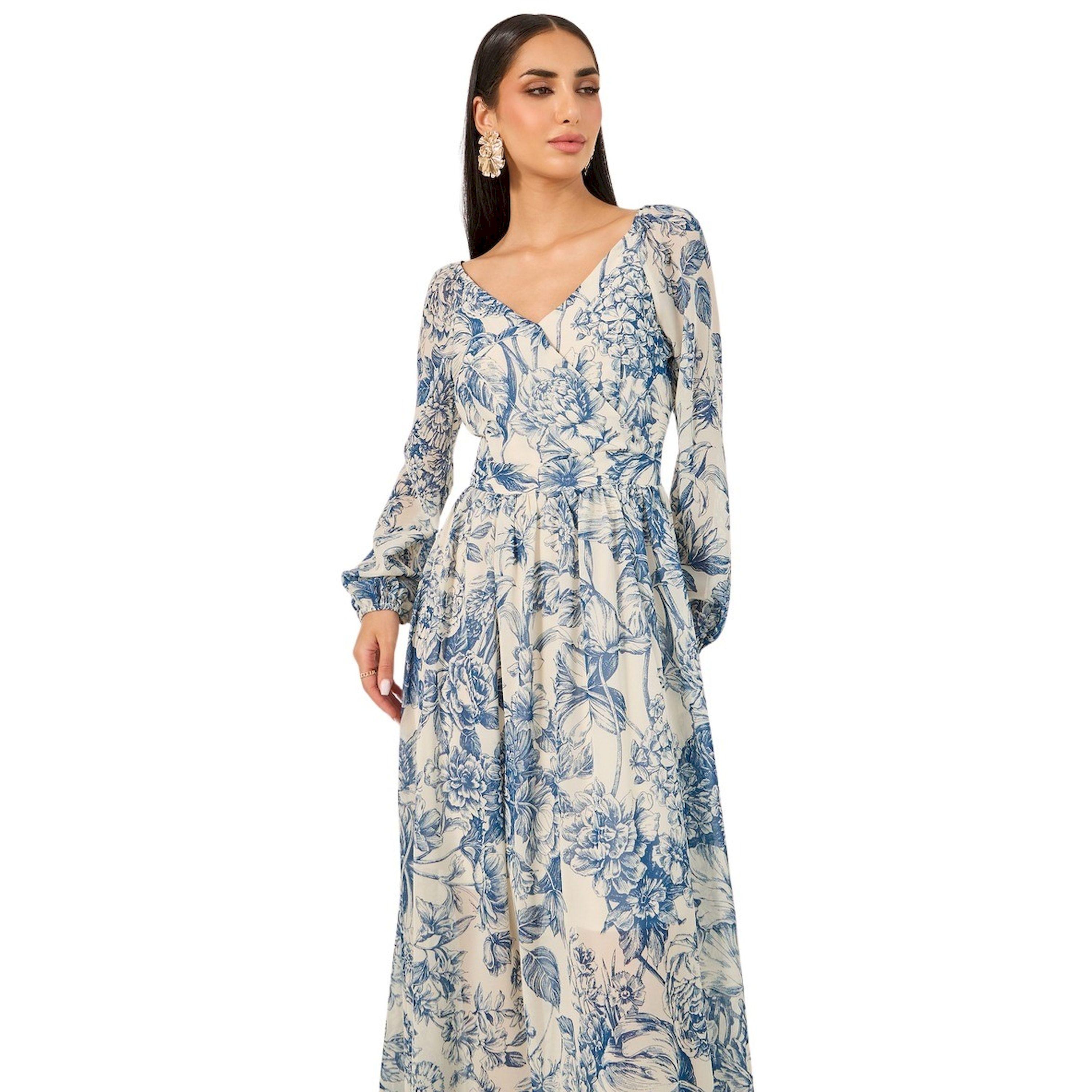 ستايلي - فستان ماكسي بطبعة زهور بأكمام طويلة وقصّة A-women-clothing-dresses-image-3