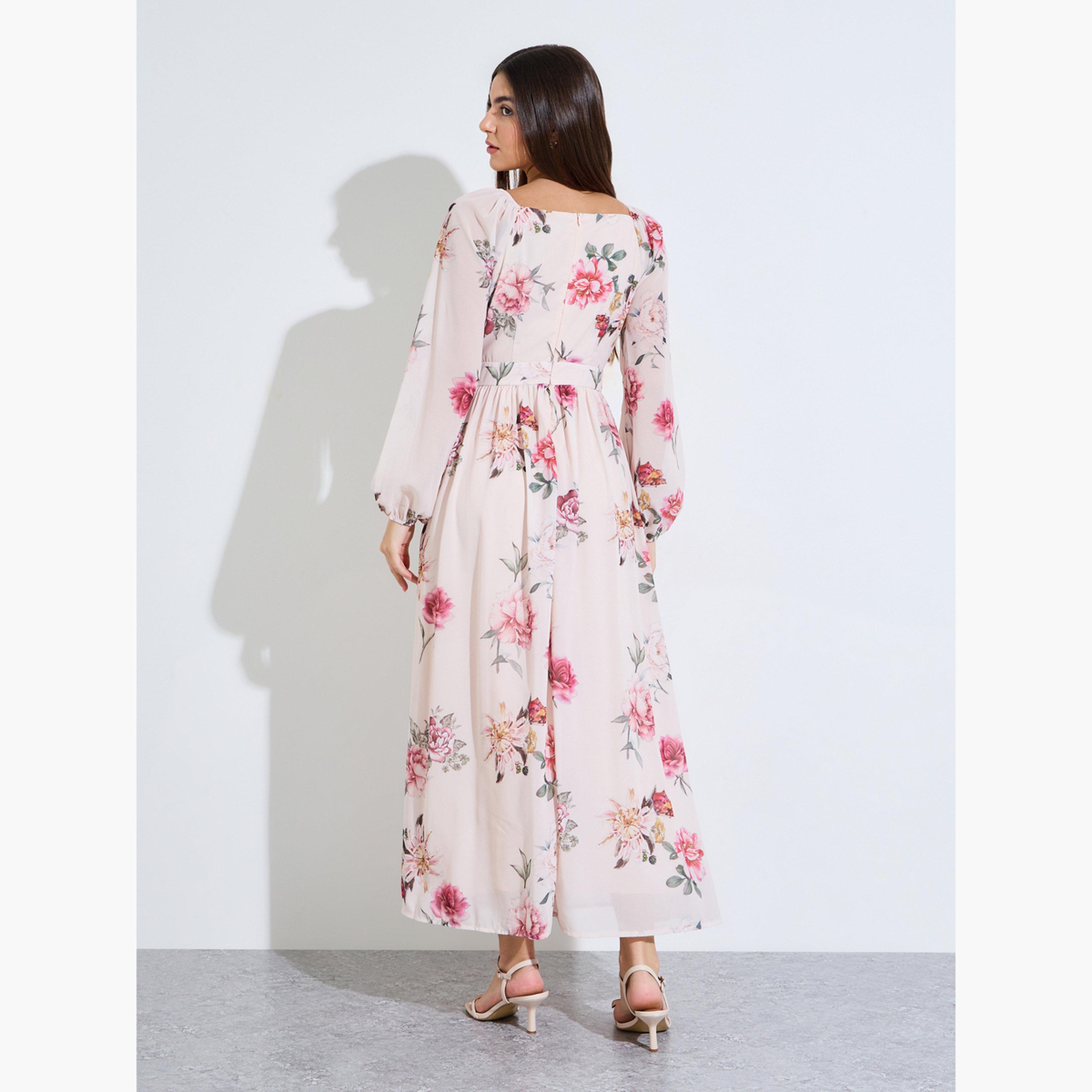Styli Floral Print Long Sleeves A-Line Maxi Dress-women-clothing-dresses-image-4