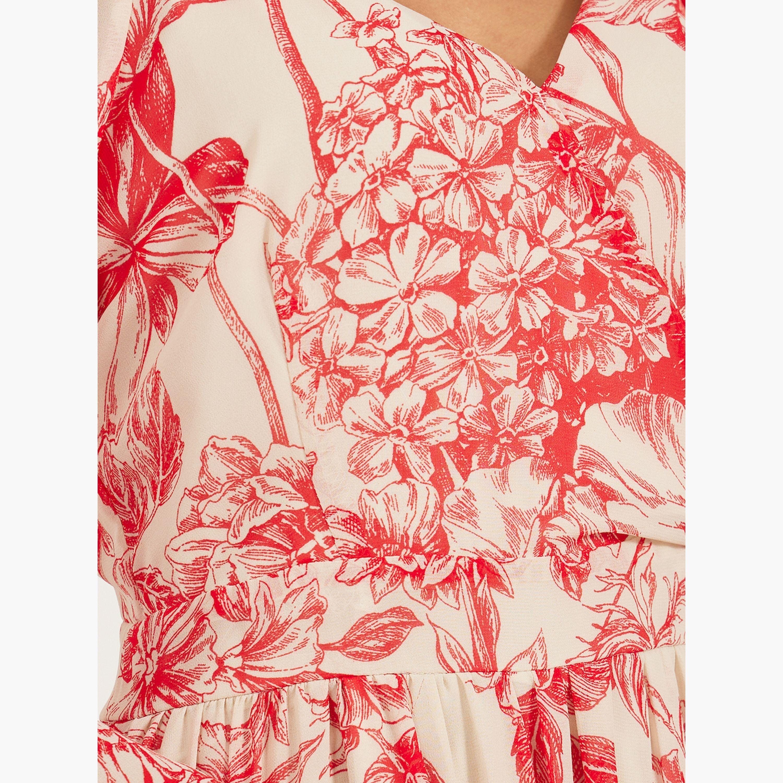 ستايلي - فستان ماكسي بطبعة زهور بأكمام طويلة وقصّة A-women-clothing-dresses-image-5