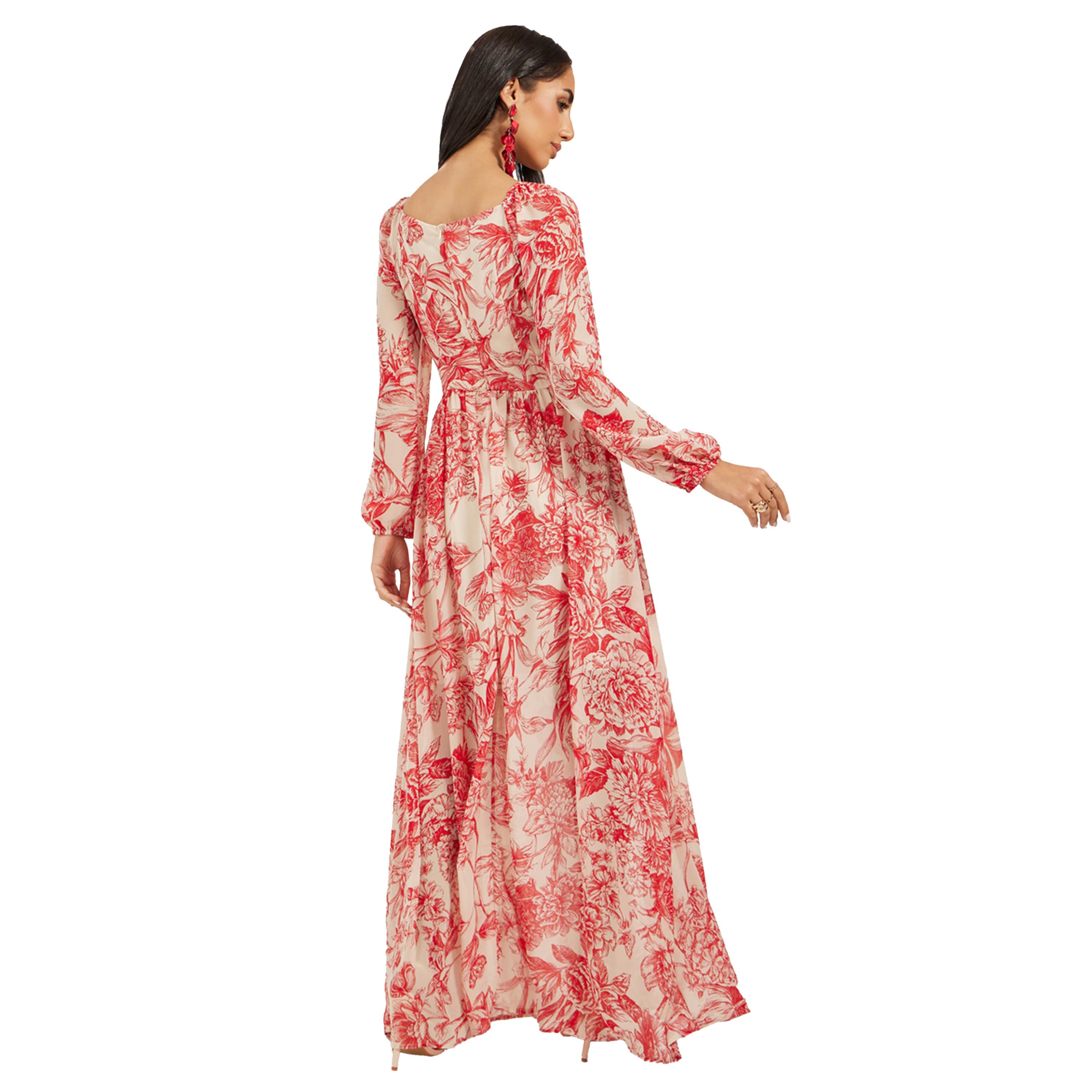 ستايلي - فستان ماكسي بطبعة زهور بأكمام طويلة وقصّة A-women-clothing-dresses-image-6
