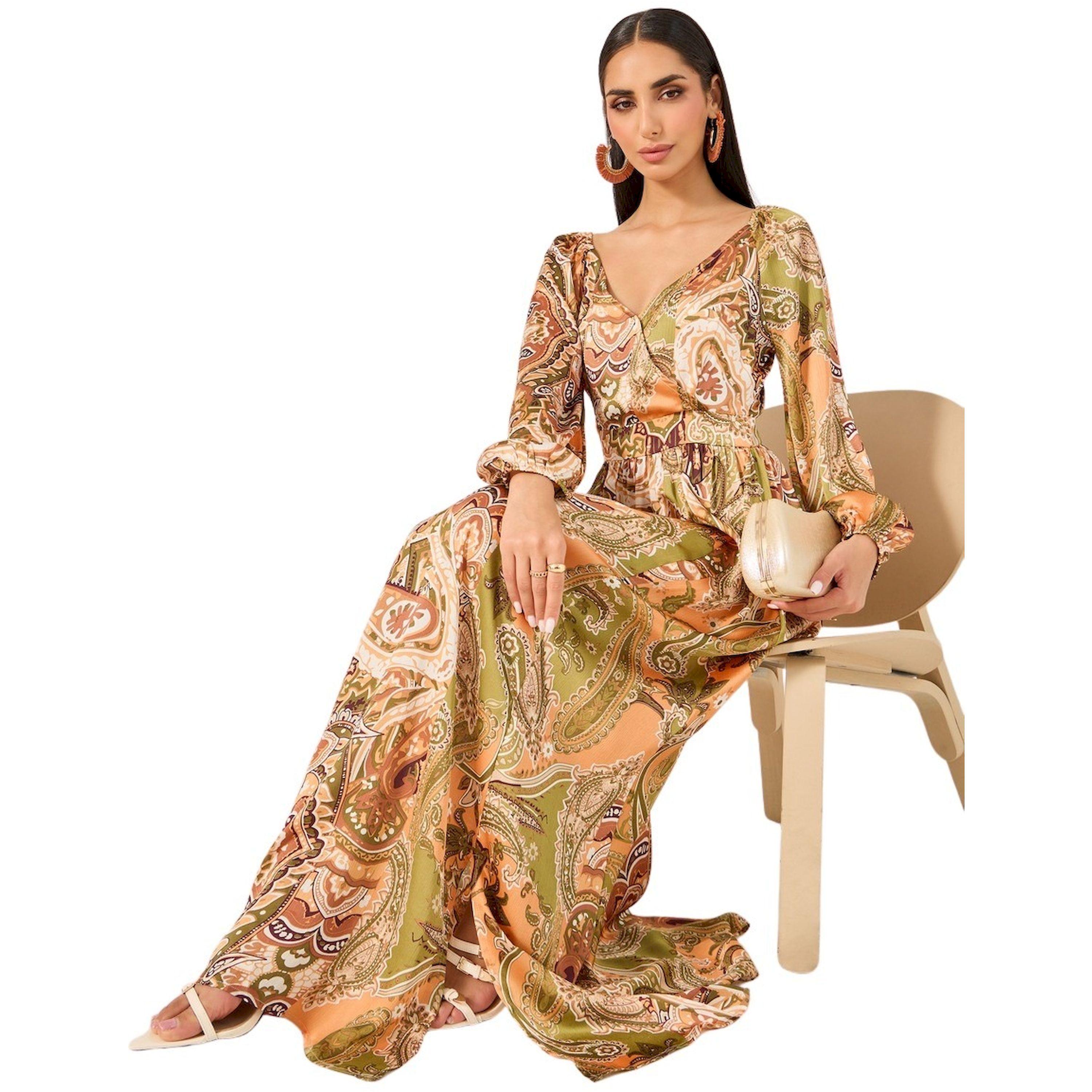 ستايلي - فستان ماكسي بقصة A وأكمام مطوية-women-clothing-dresses-image-1
