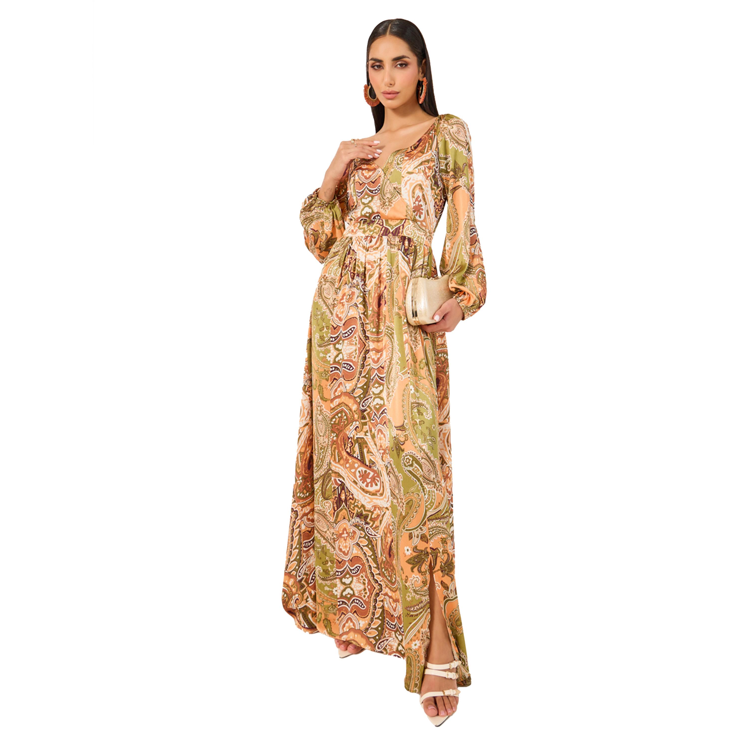 ستايلي - فستان ماكسي بقصة A وأكمام مطوية-women-clothing-dresses-image-3