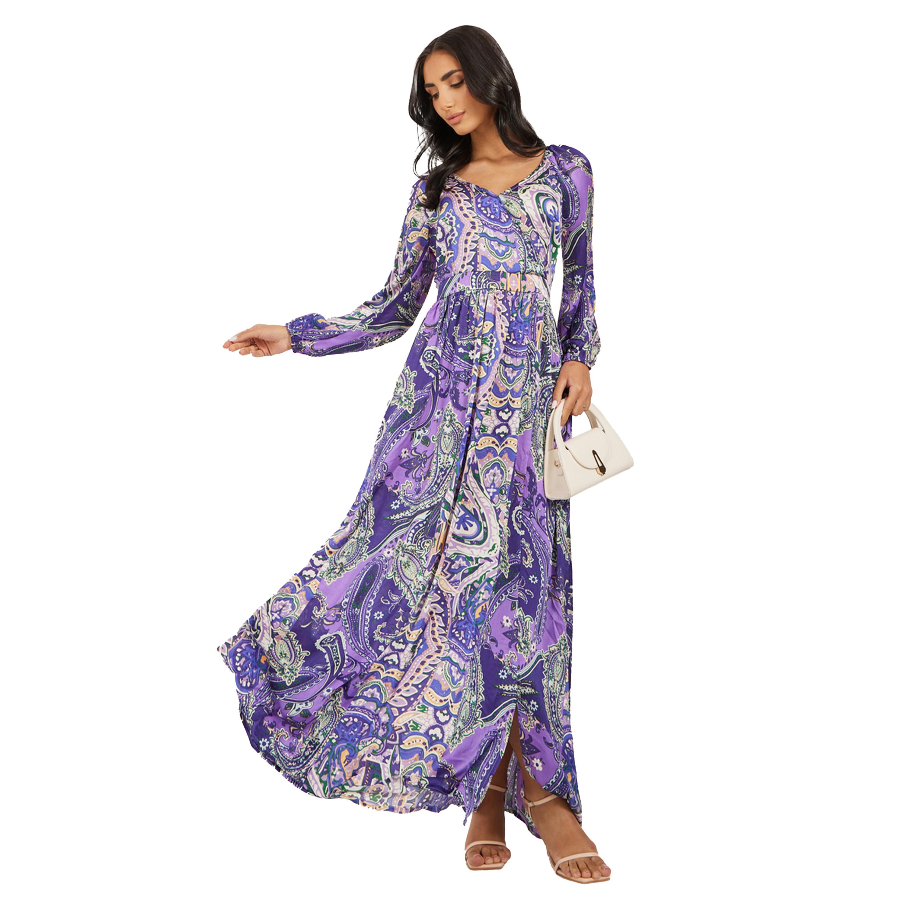 ستايلي - فستان ماكسي بقصة A وأكمام مطوية-women-clothing-dresses-image-1