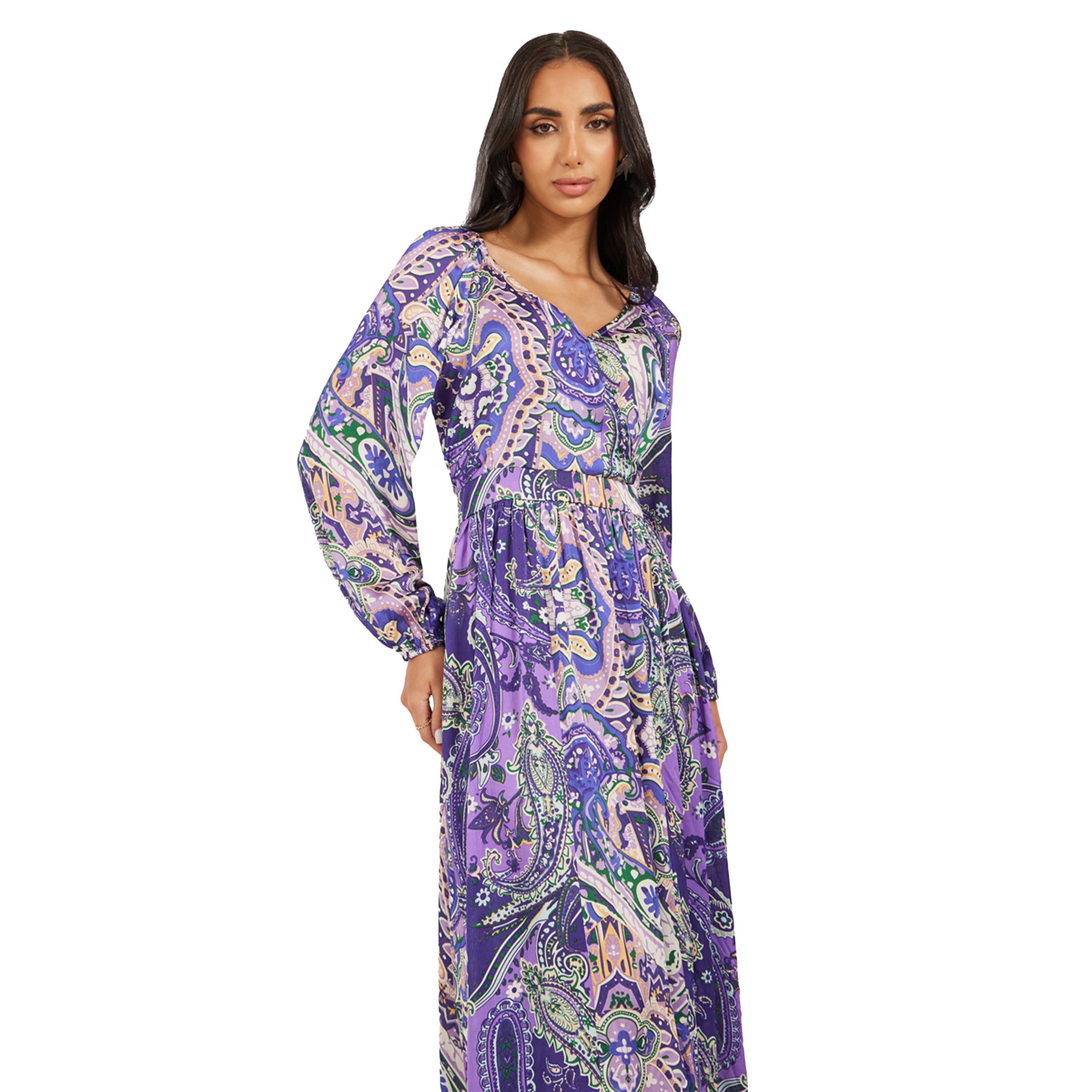 ستايلي - فستان ماكسي بقصة A وأكمام مطوية-women-clothing-dresses-image-3
