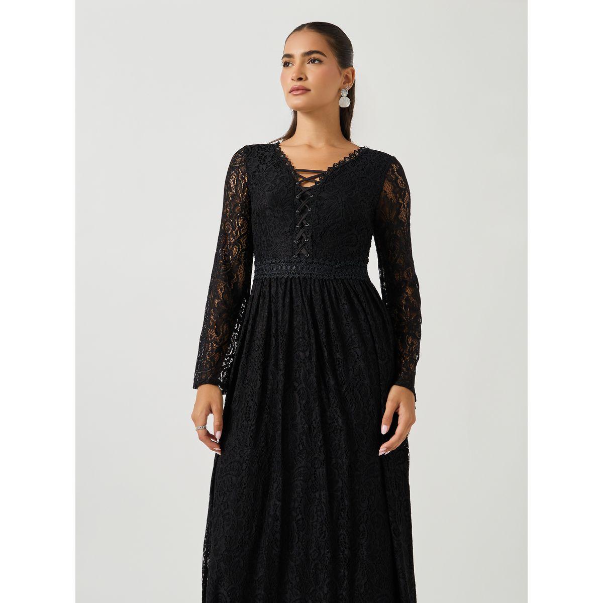 فستان طويل بحافة واسعة وأكمام طويلة-women-clothing-dresses-image-3