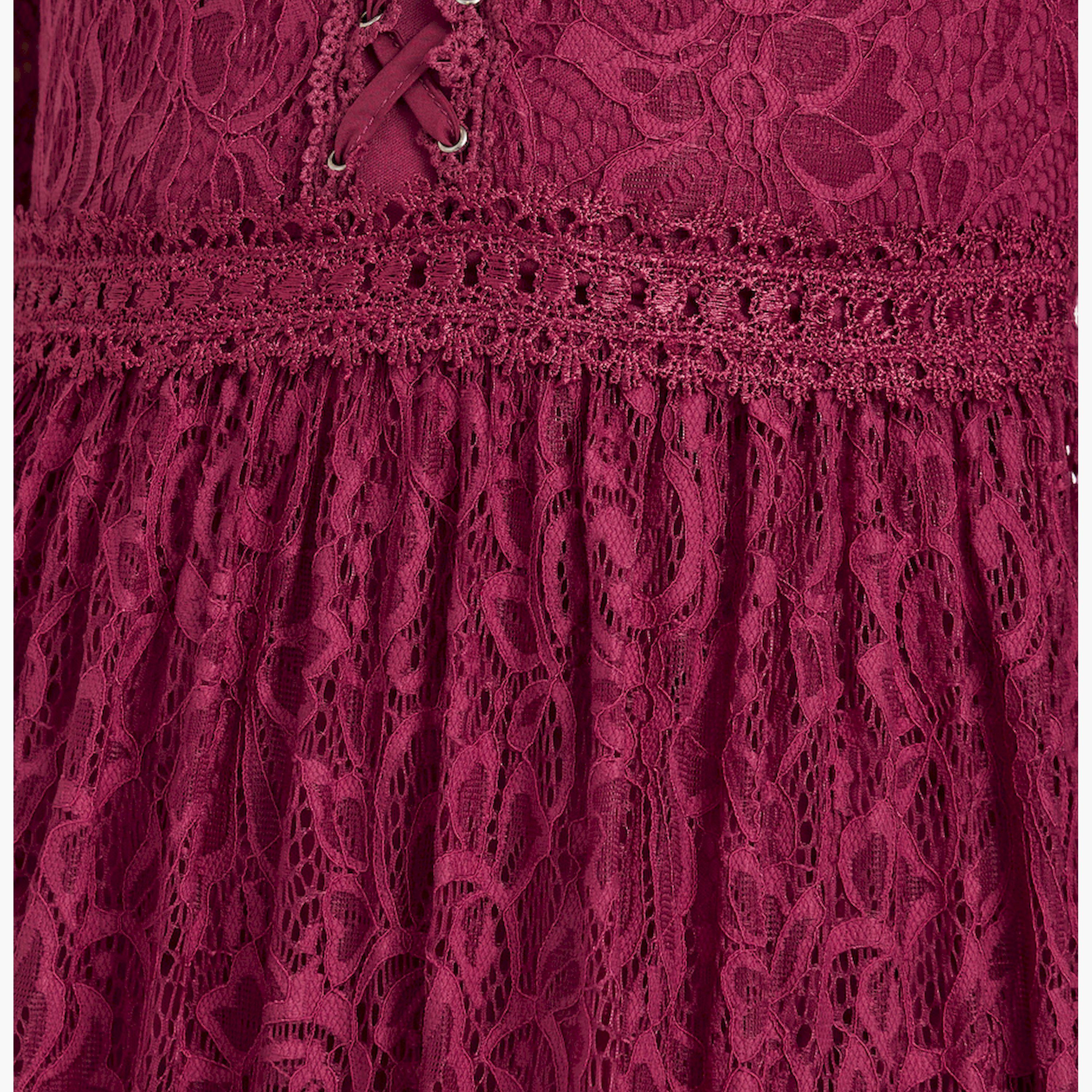 ستايلي - فستان ماكسي بأكمام طويلة من الدانتيل وقصة A-women-clothing-dresses-image-3