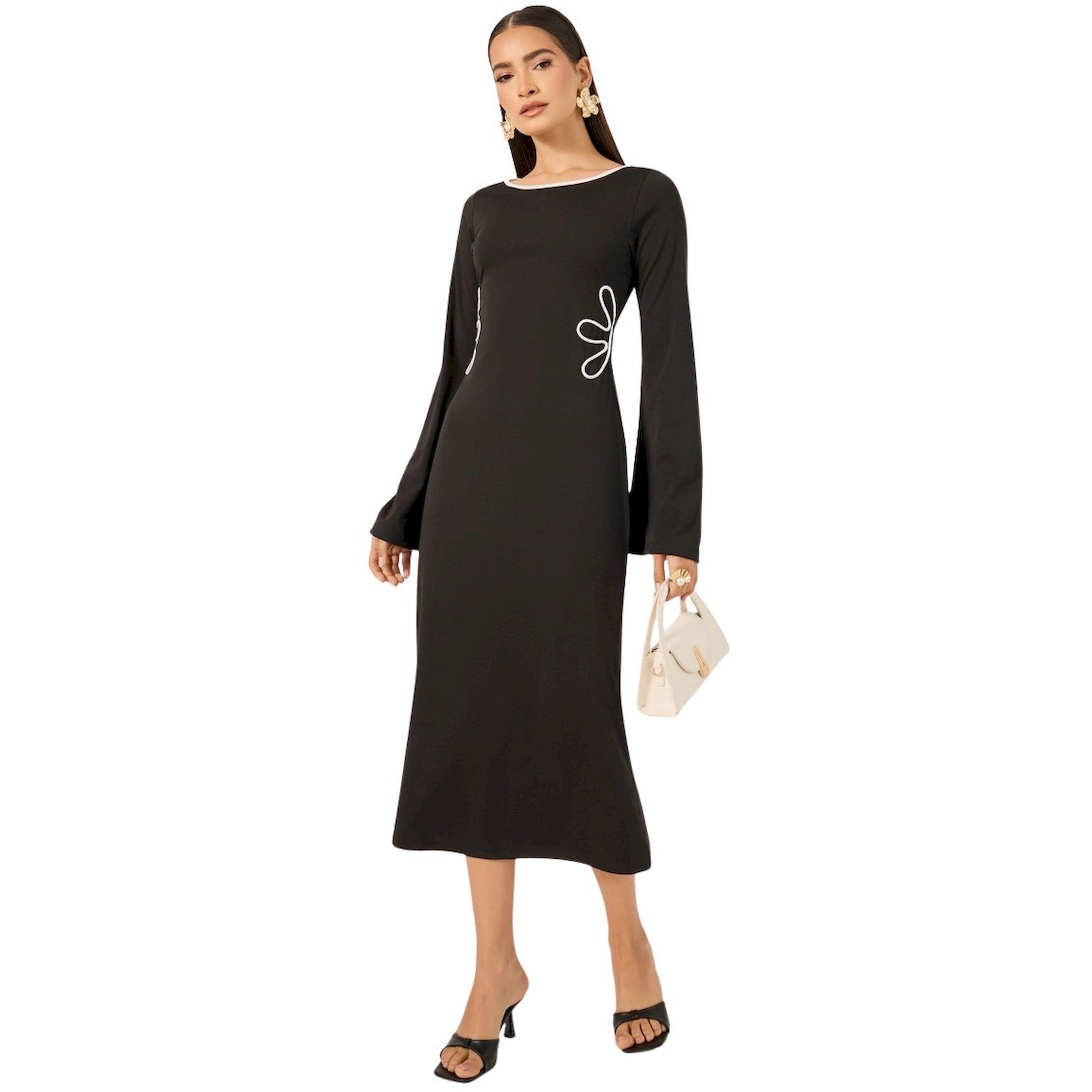 Styli Contrast Trim Bell Sleeves Sheath Midi Dress-women-clothing-dresses-image-1