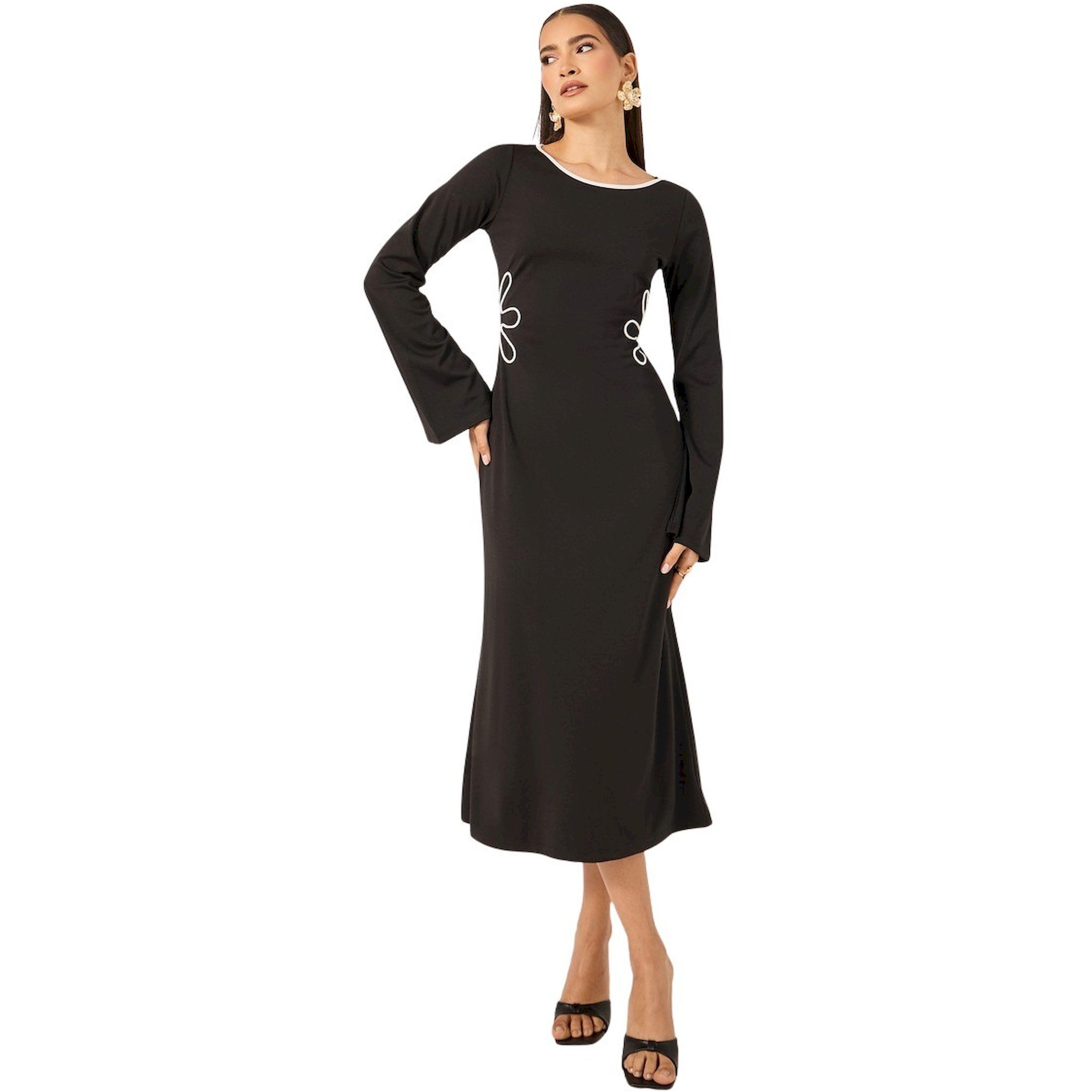 Styli Contrast Trim Bell Sleeves Sheath Midi Dress-women-clothing-dresses-image-2