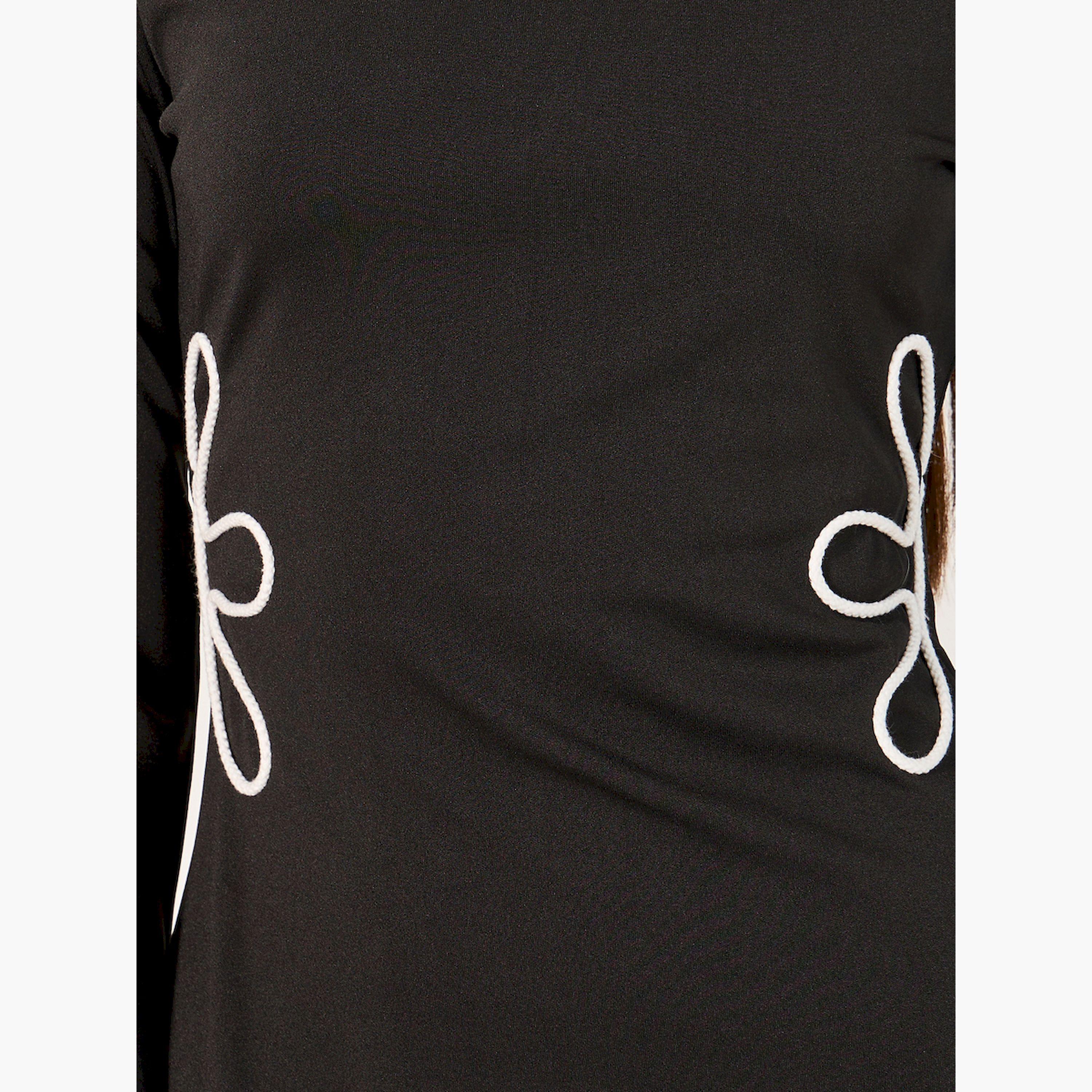 ستايلي - فستان متوسط الطول بأكمام جرس وحواف متباينة-women-clothing-dresses-image-4