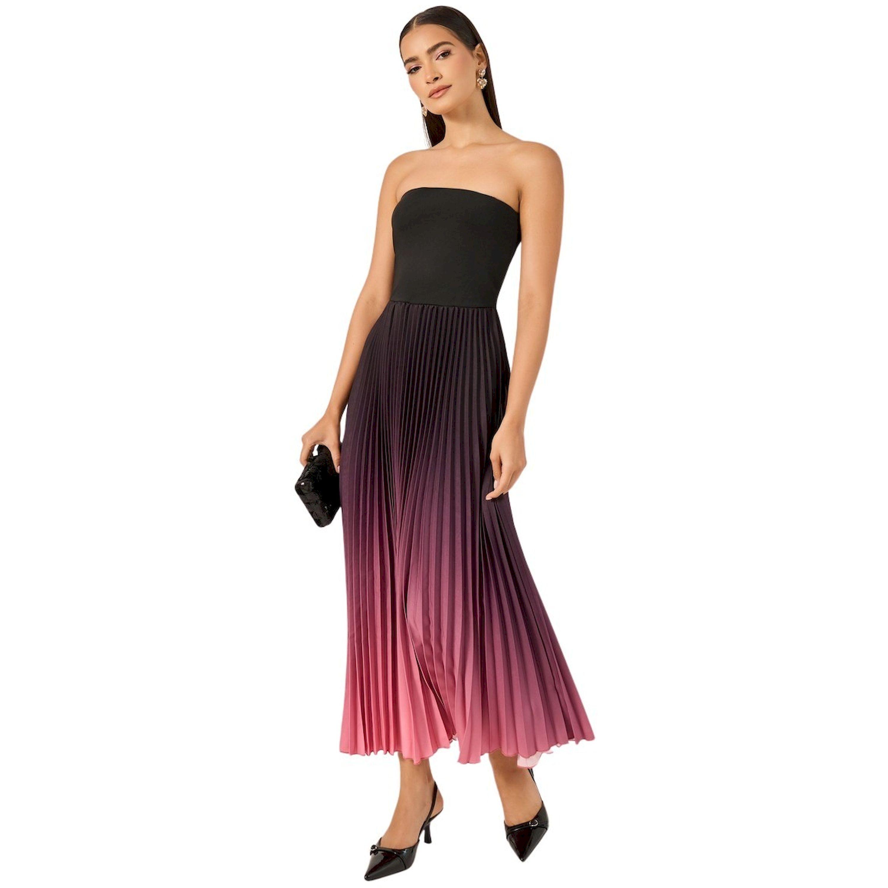 ستايلي - فستان ميدي بدون حمالات بلون أومبري وكسرات أكورديون-women-clothing-dresses-image-2