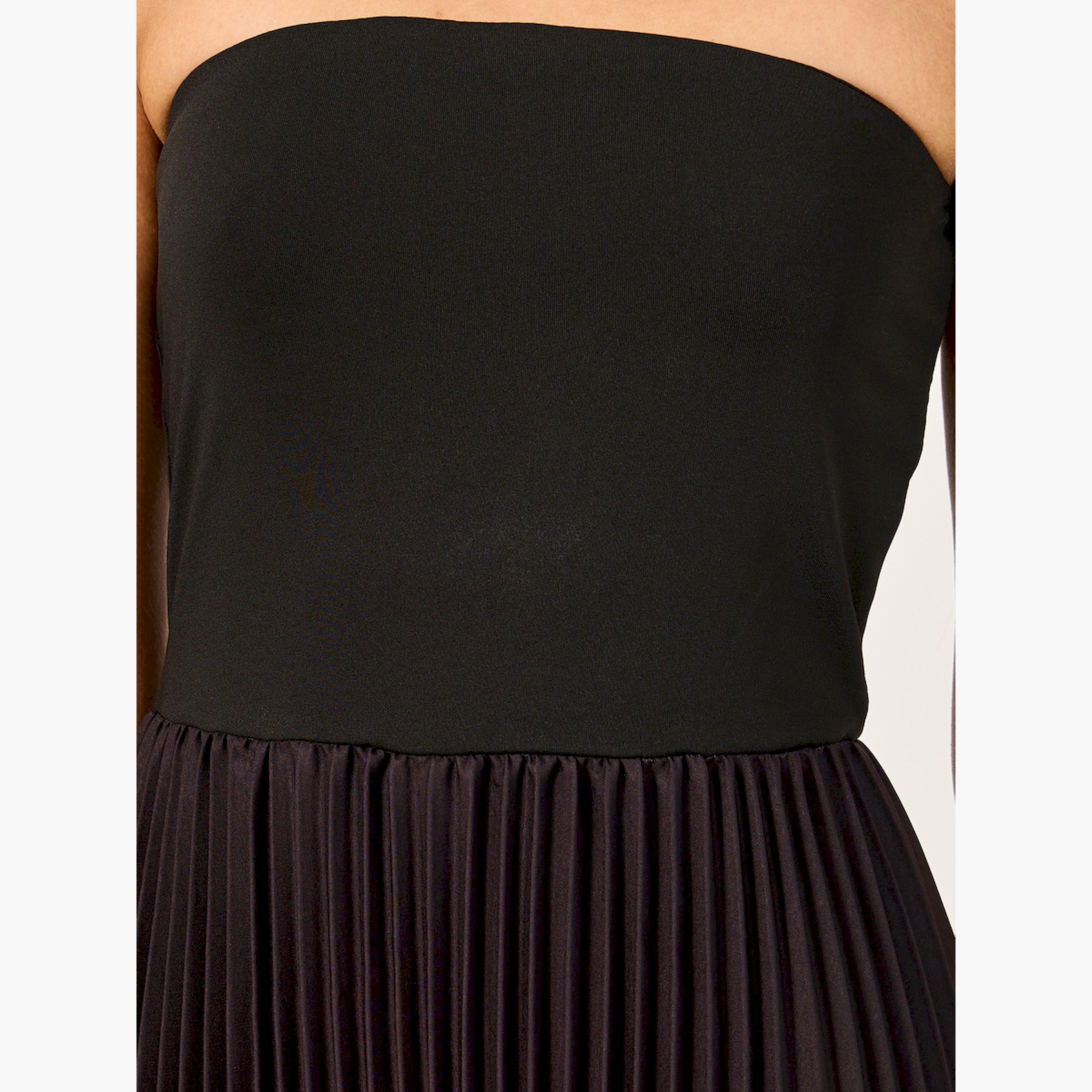 ستايلي - فستان ميدي بدون حمالات بلون أومبري وكسرات أكورديون-women-clothing-dresses-image-4
