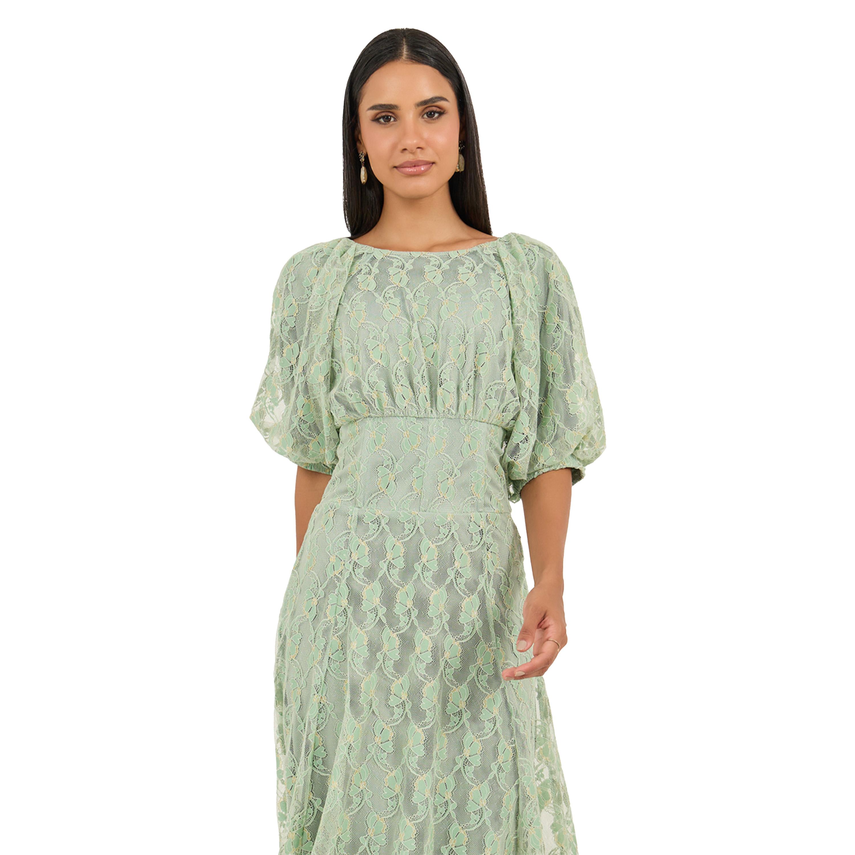 Styli Lace Balloon Sleeves A-Line Midi Dress-women-clothing-dresses-image-3