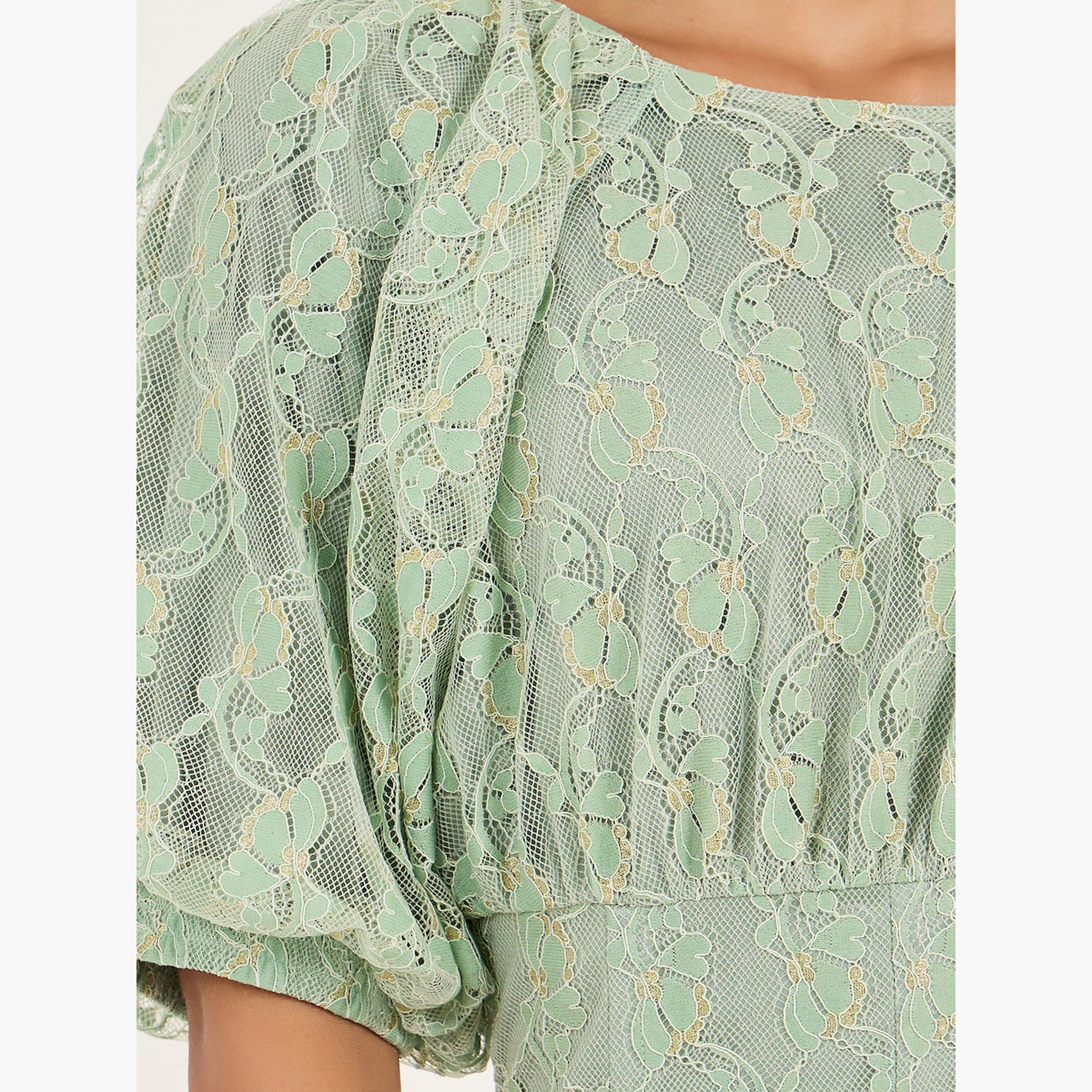 Styli Lace Balloon Sleeves A-Line Midi Dress-women-clothing-dresses-image-4