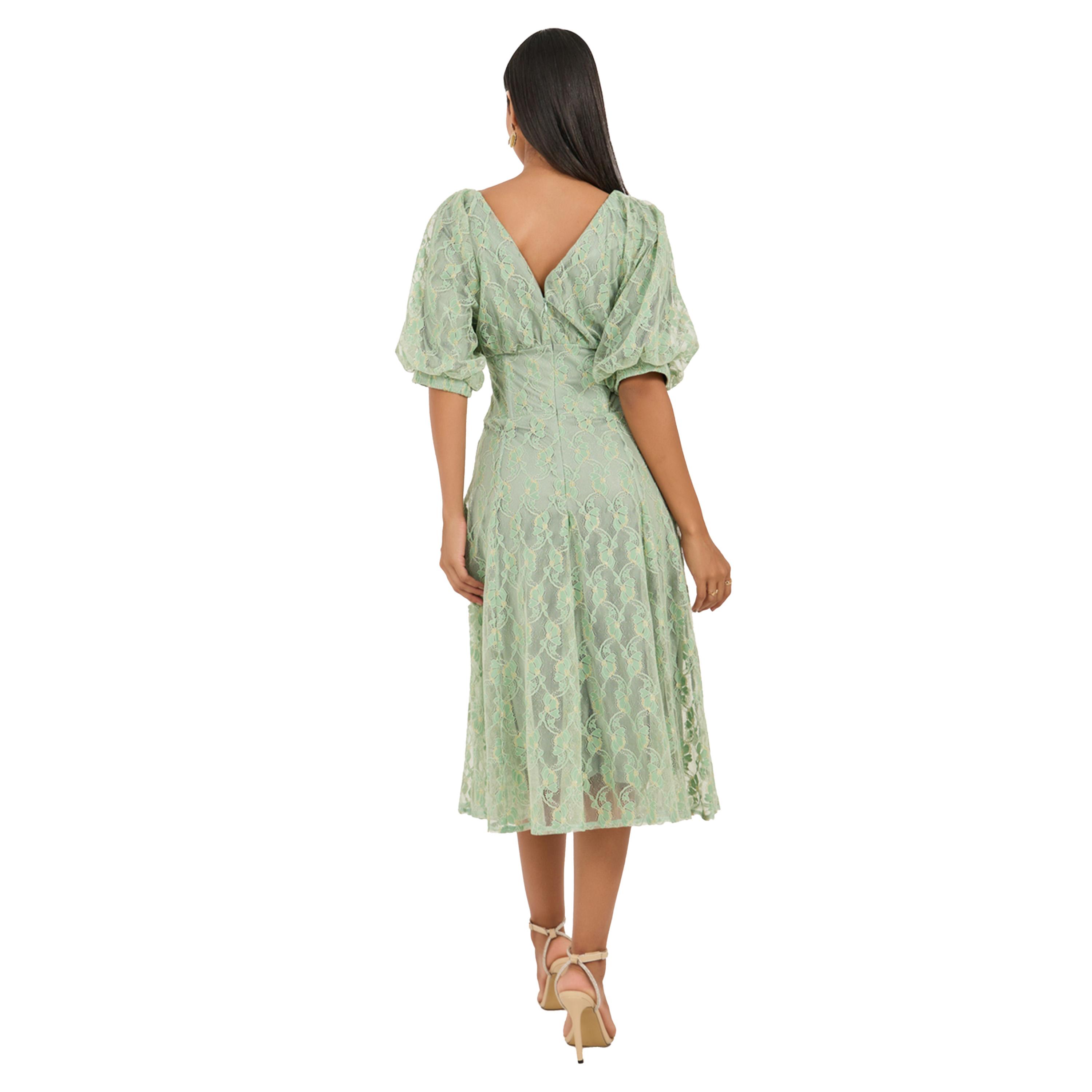 Styli Lace Balloon Sleeves A-Line Midi Dress-women-clothing-dresses-image-5