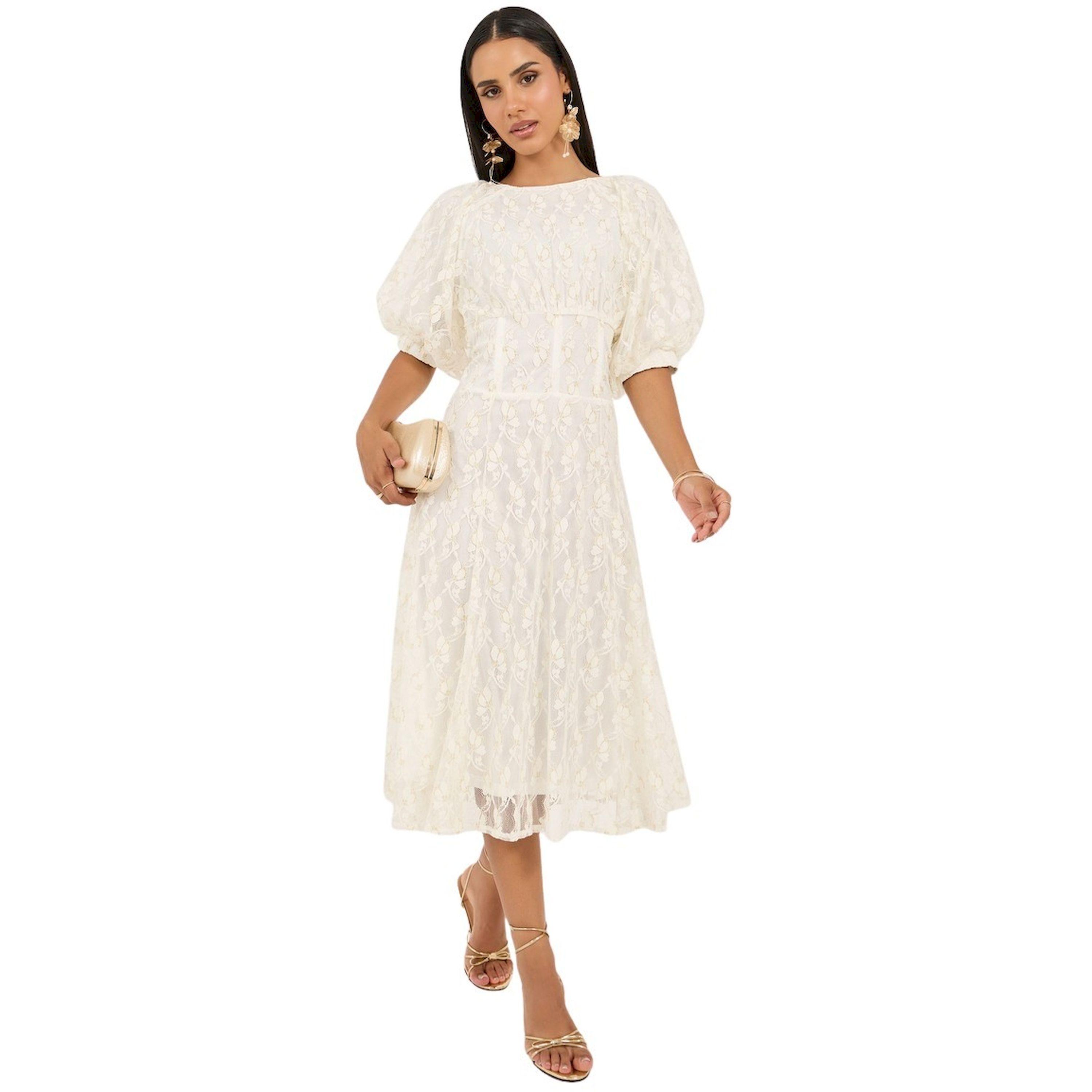 ستايلي - فستان ميدي دانتيل بأكمام منفوخة-women-clothing-dresses-image-1