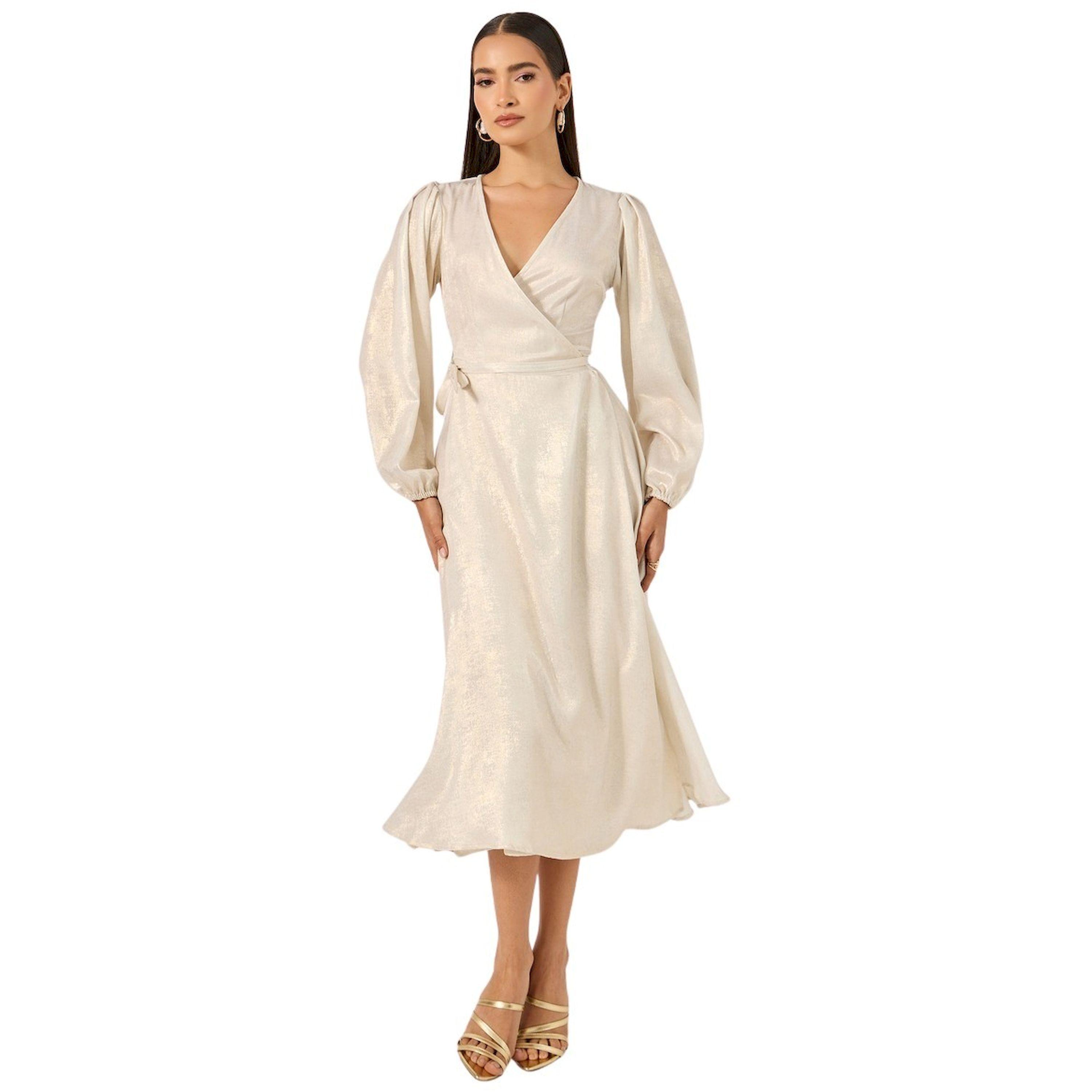 ستايلي - فستان ميدي بأكمام طويلة وطبعة فويل-women-clothing-dresses-image-2