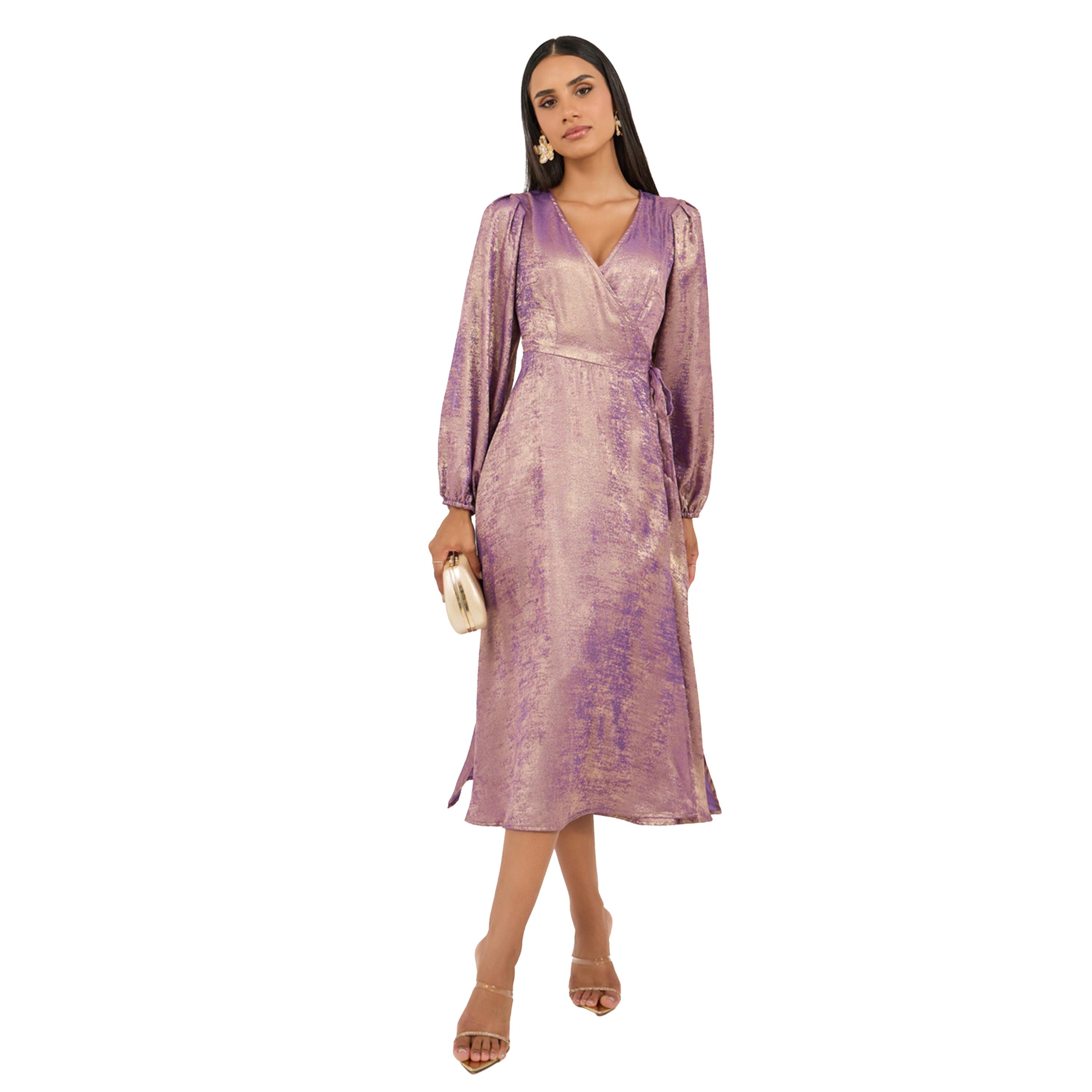 Styli Foil Print Long Sleeves Wrap Midi Dress-women-clothing-dresses-image-2