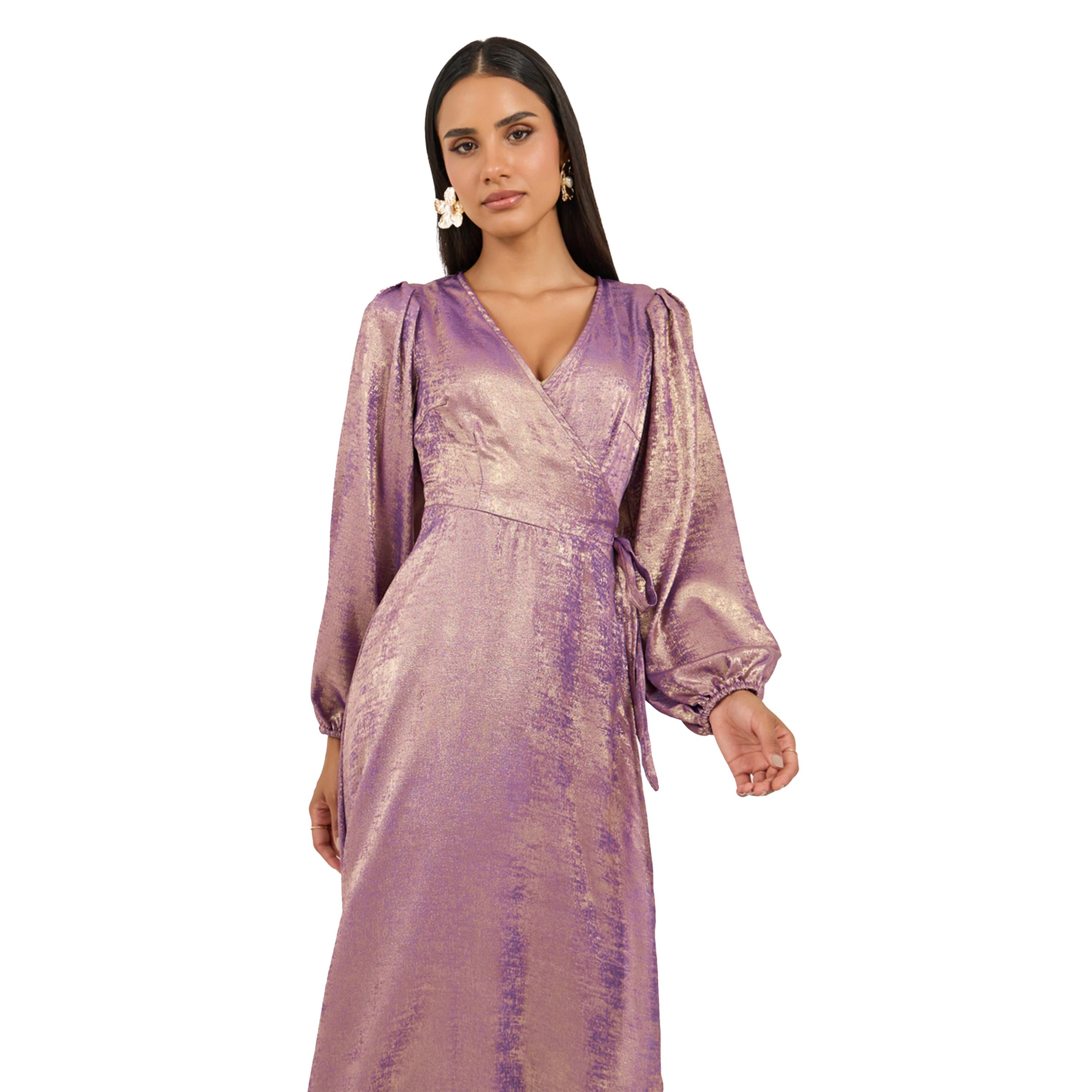 Styli Foil Print Long Sleeves Wrap Midi Dress-women-clothing-dresses-image-3
