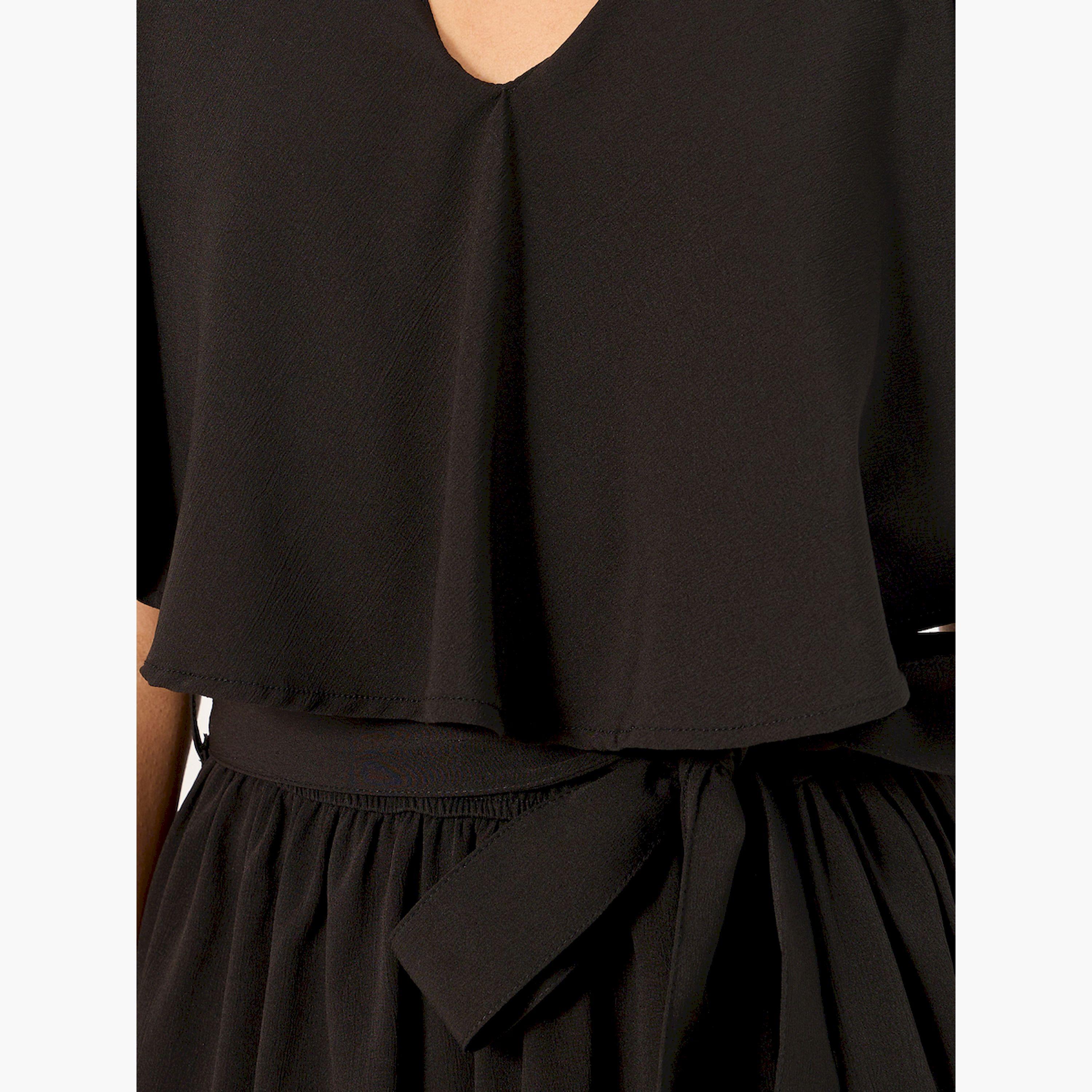 ستايلي- فستان ميدي بأكمام كاب وقصة A-women-clothing-dresses-image-4