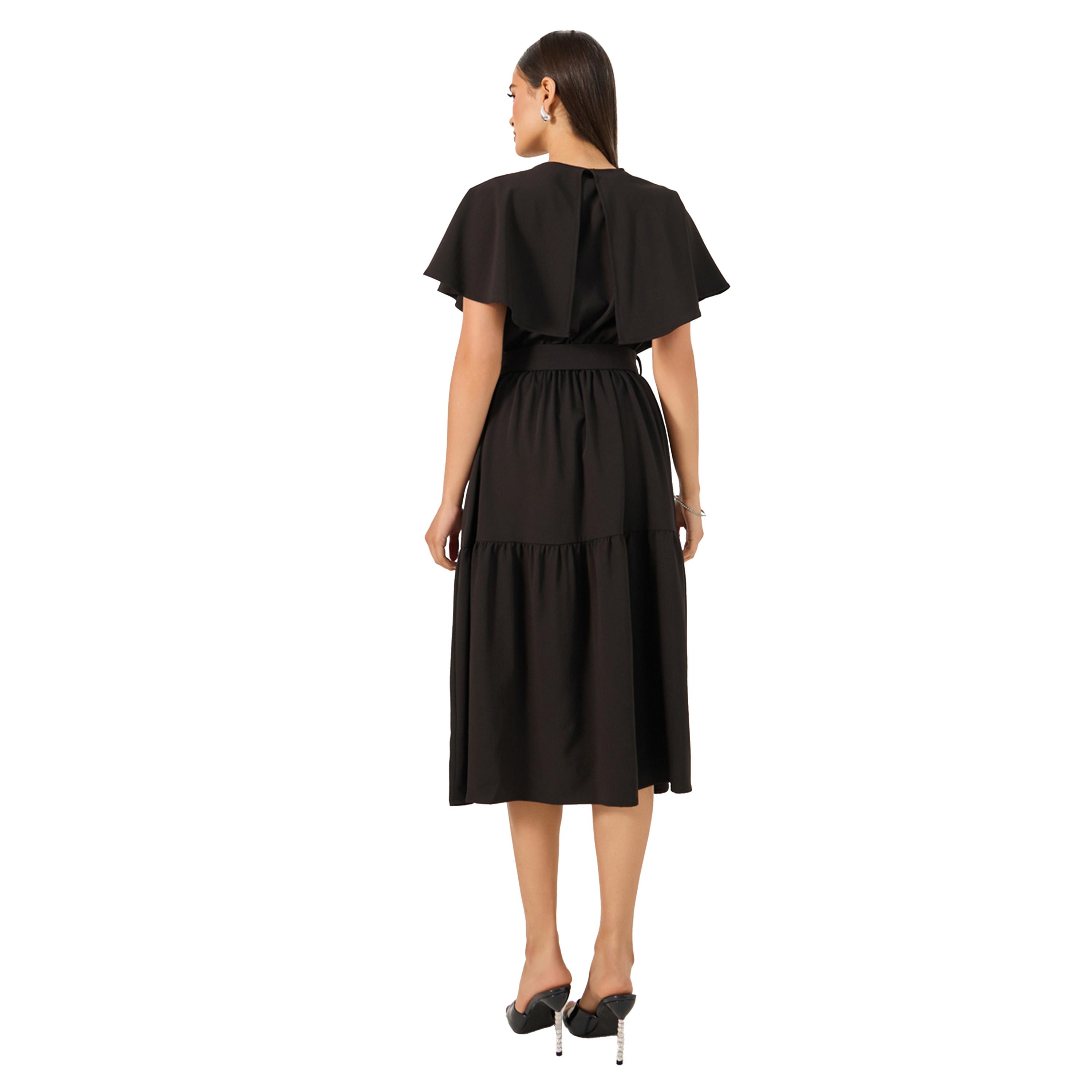 ستايلي- فستان ميدي بأكمام كاب وقصة A-women-clothing-dresses-image-5
