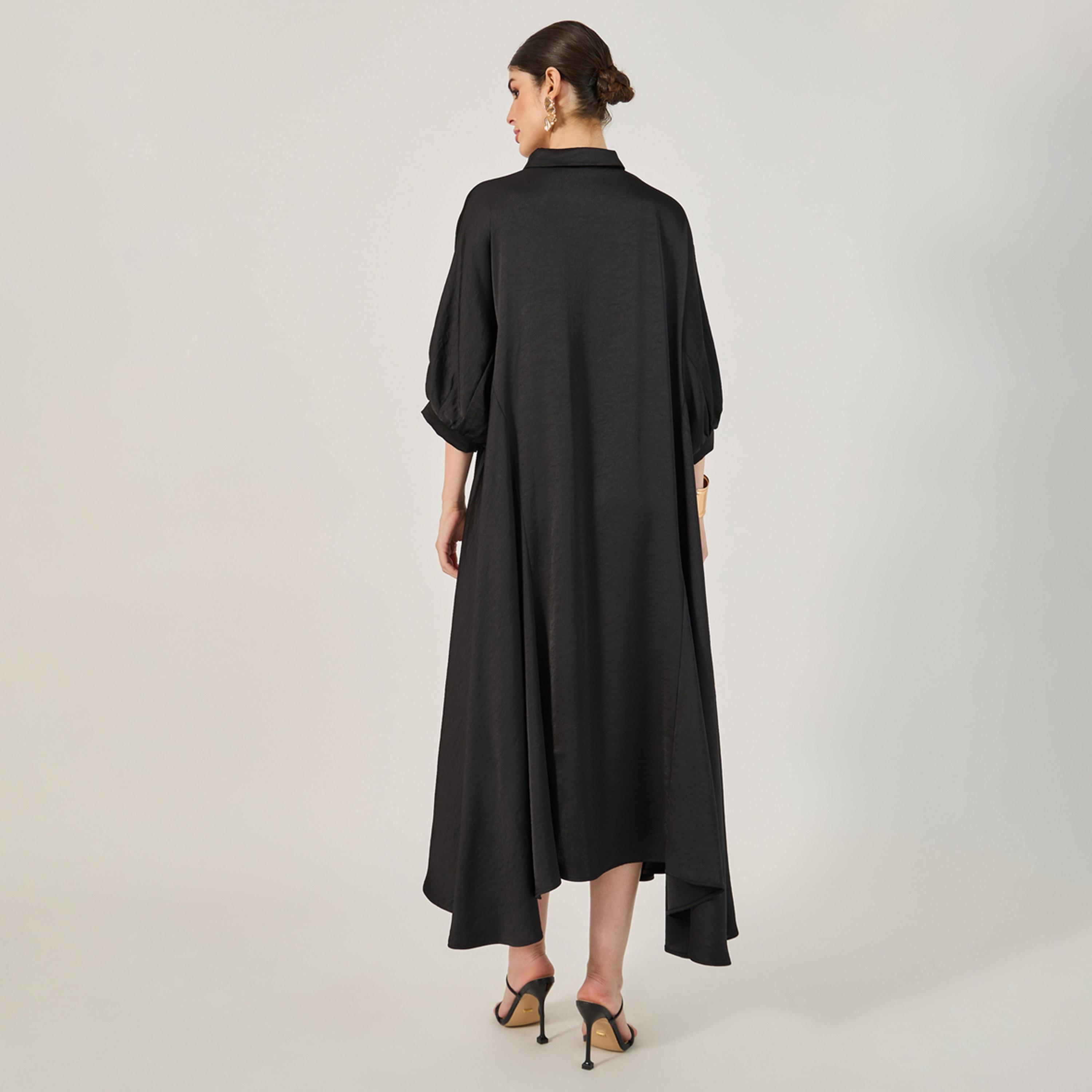 Styli Ruched Waist Buttoned Shirt Midi Dress-women-clothing-dresses-image-5